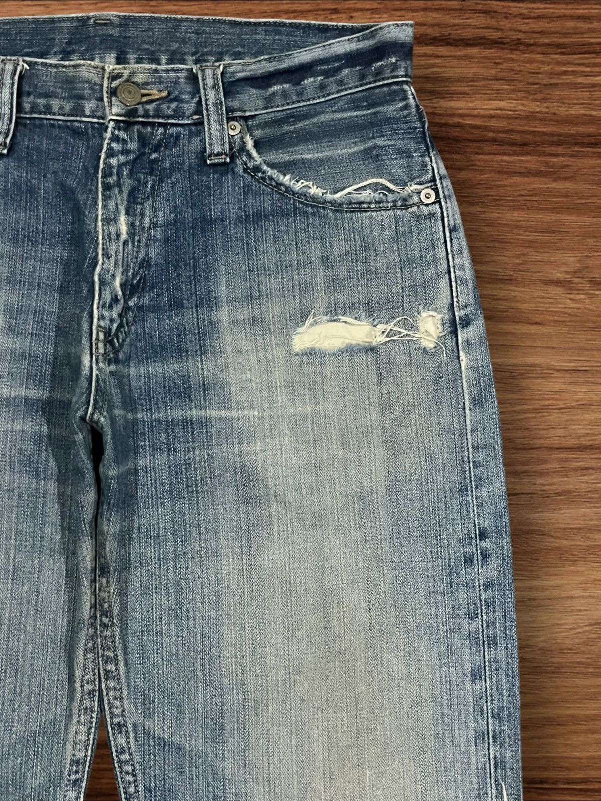 Japanese Brand × Uniqlo ⚡️Trashed⚡️Japanese Brand Uniqlo Broken Denim Blue Wash Jeans Size US 32 / EU 48 - 6 Thumbnail