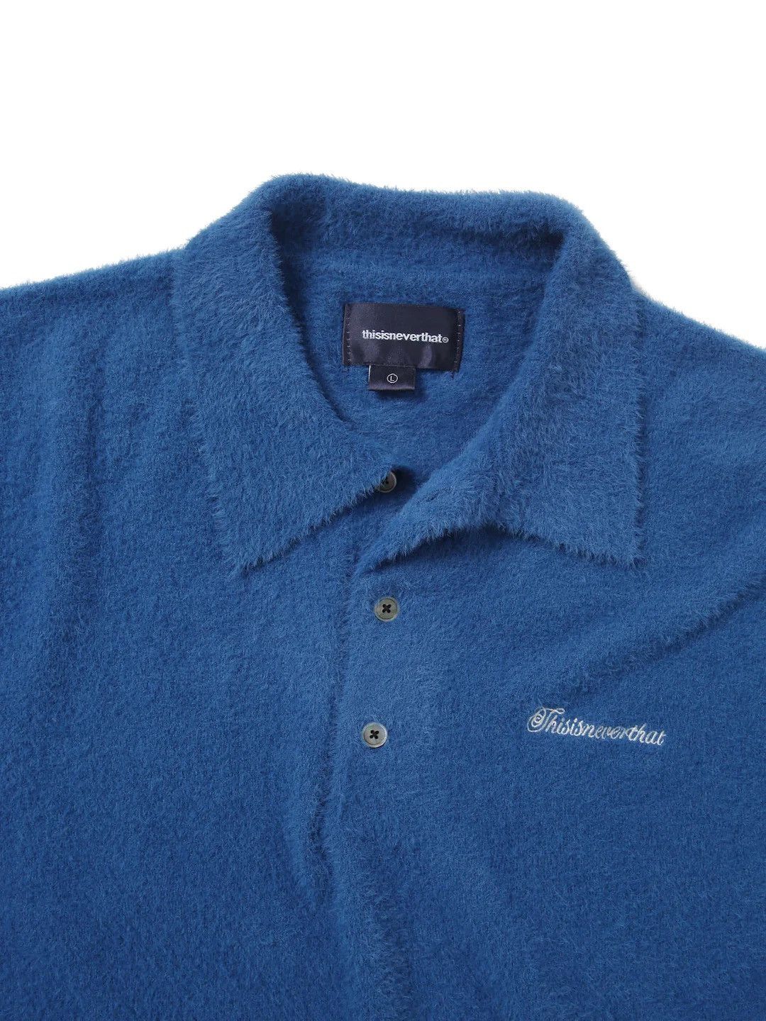 thisisneverthat Thisisneverthat Script Shaggy Knit Polo. Blue. Sweater Size US M / EU 48-50 / 2 - 2 Thumbnail