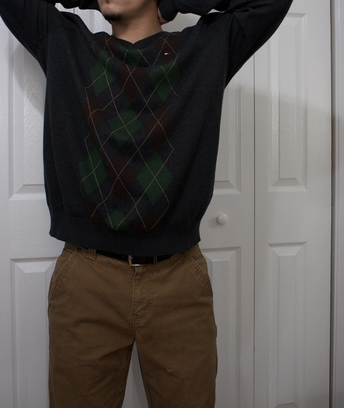 Tommy Hilfiger Tommy Hilfiger Argyle V-Neck Sweater Size US XL / EU 56 / 4 - 4 Thumbnail