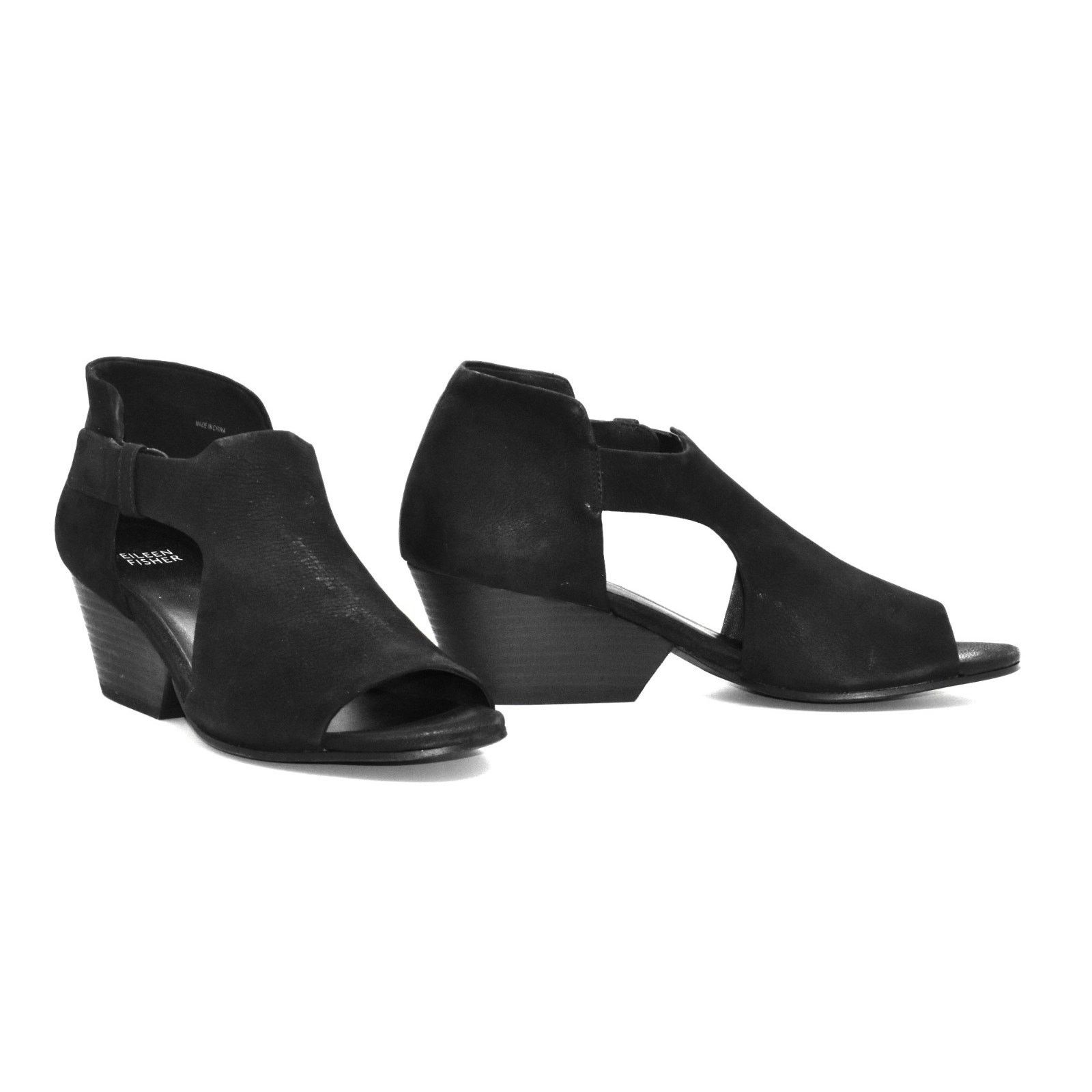 Eileen Fisher EILEEN FISHER Iris Nubuck Cutout Peep Toe Heels Sandals Sz 9 Size US 9 / IT 39 - 1 Thumbnail