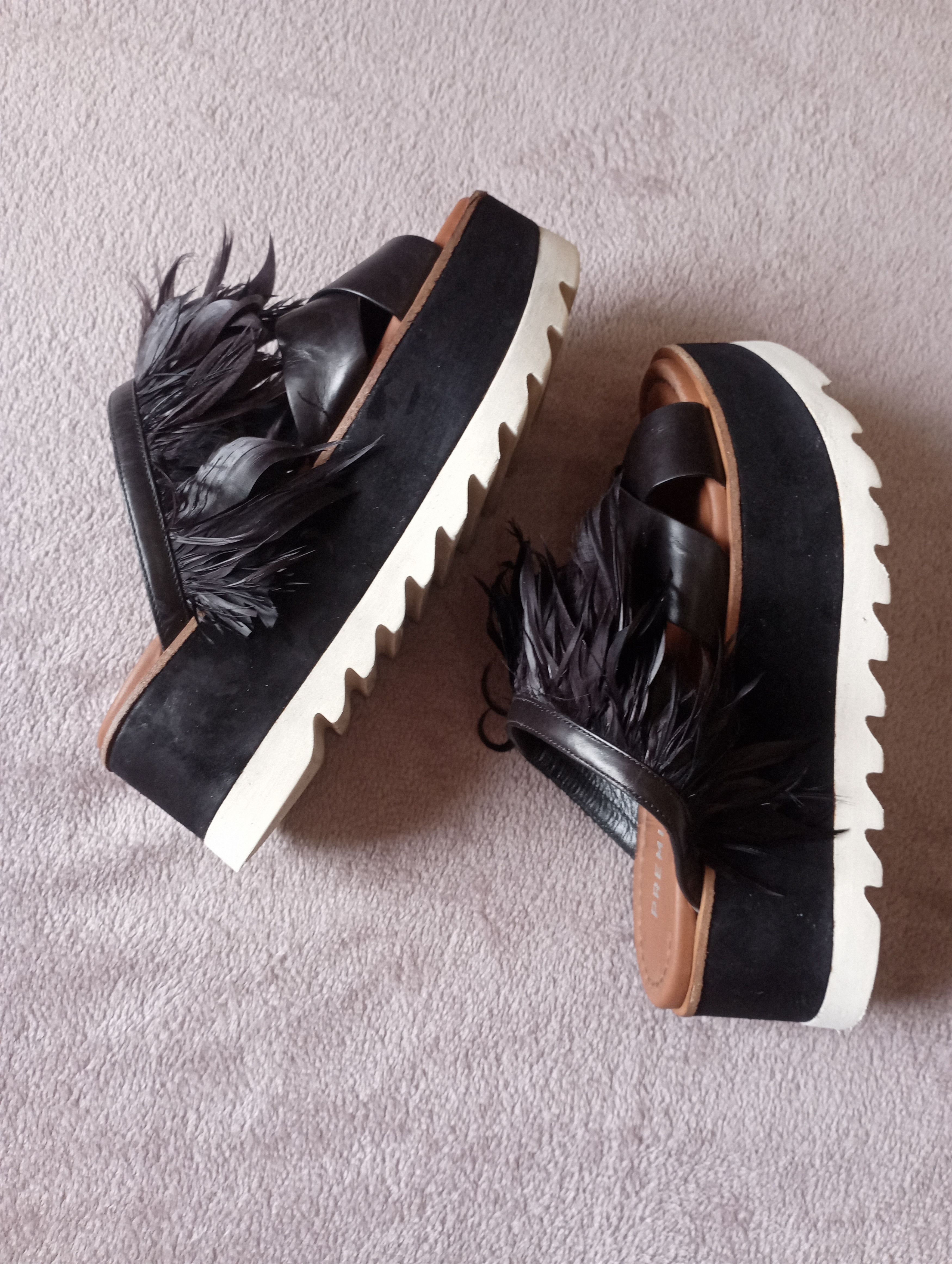 Premiata Premiata Black Feathered leather Slides size 36 Size US 5.5 / IT 35.5 - 5 Thumbnail