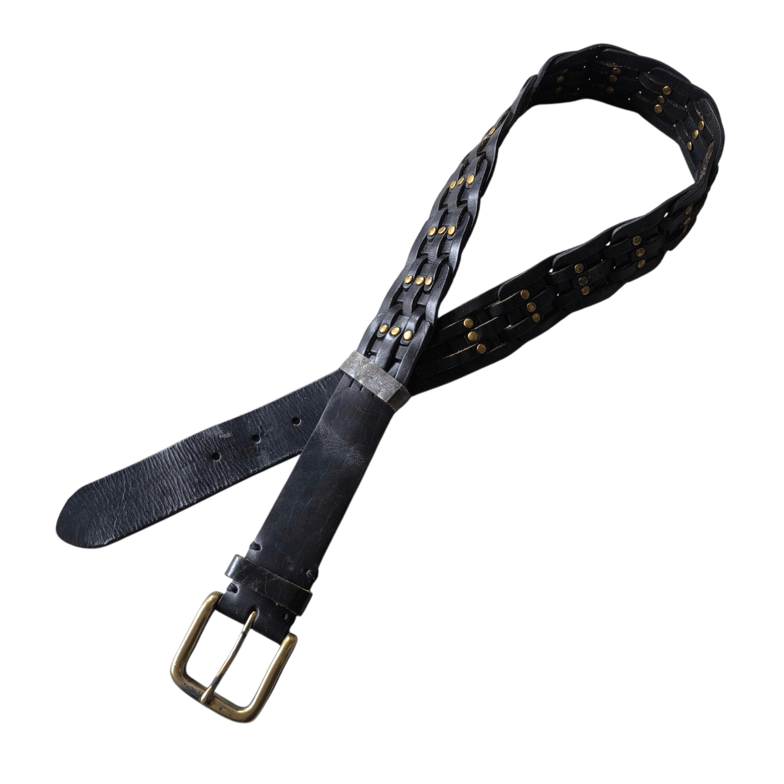 If Six Was Nine ☠️ Japan solid brass art stud punk style leather belt Size ONE SIZE - 1 Thumbnail