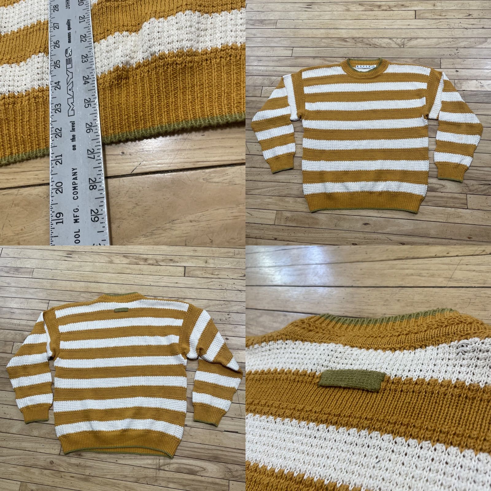 Vintage VINTAGE Basix Fenn Wright & Manson Sweater Men M Gold Cream Chunky Knit 1970s Size US M / EU 48-50 / 2 - 9 Thumbnail