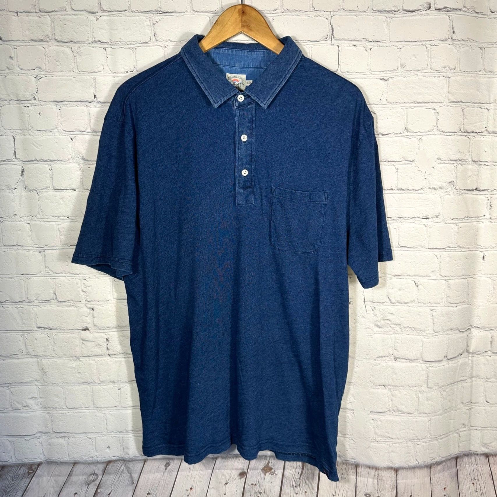Faherty Faherty Brand Polo Shirt Blue XL Indigo Dyed 100% Cotton Pocket Short Sleeve Regular Men by Faherty Brand Size US XL / EU 56 / 4 - 2 Thumbnail