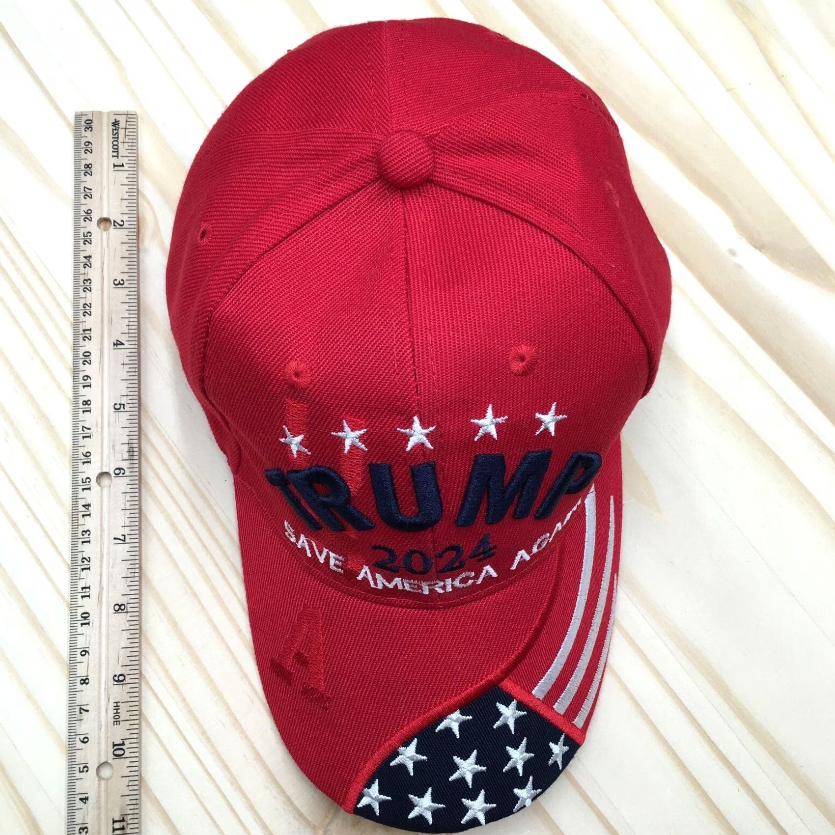 Logo 7 Trump 2024 Baseball Cap Mens Red OS Adjustable Curved Brim Embroidered Logo Size ONE SIZE - 3 Thumbnail