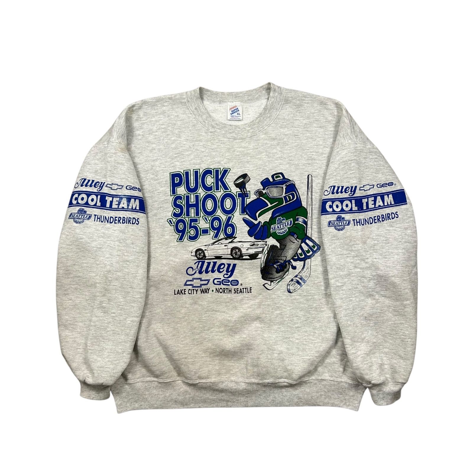 Vintage 90s WHL SEATTLE THUNDERBIRDS JERZEES PUCK SHOOT SWEATSHIRT Size US XL / EU 56 / 4 - 1 Thumbnail
