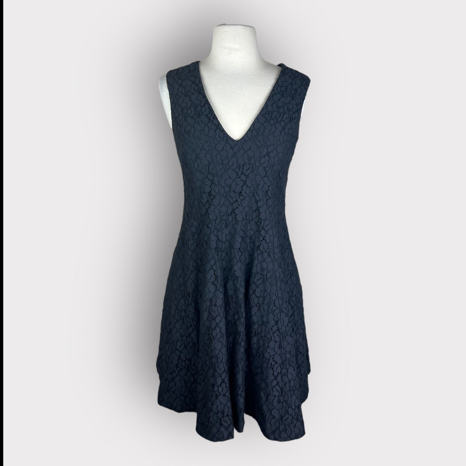 Derek Lam 10 Crosby 10 Crosby Derek Lam | Black Lace A-line Mini Dress | 4 Size S / US 4 / IT 40 - 8 Thumbnail