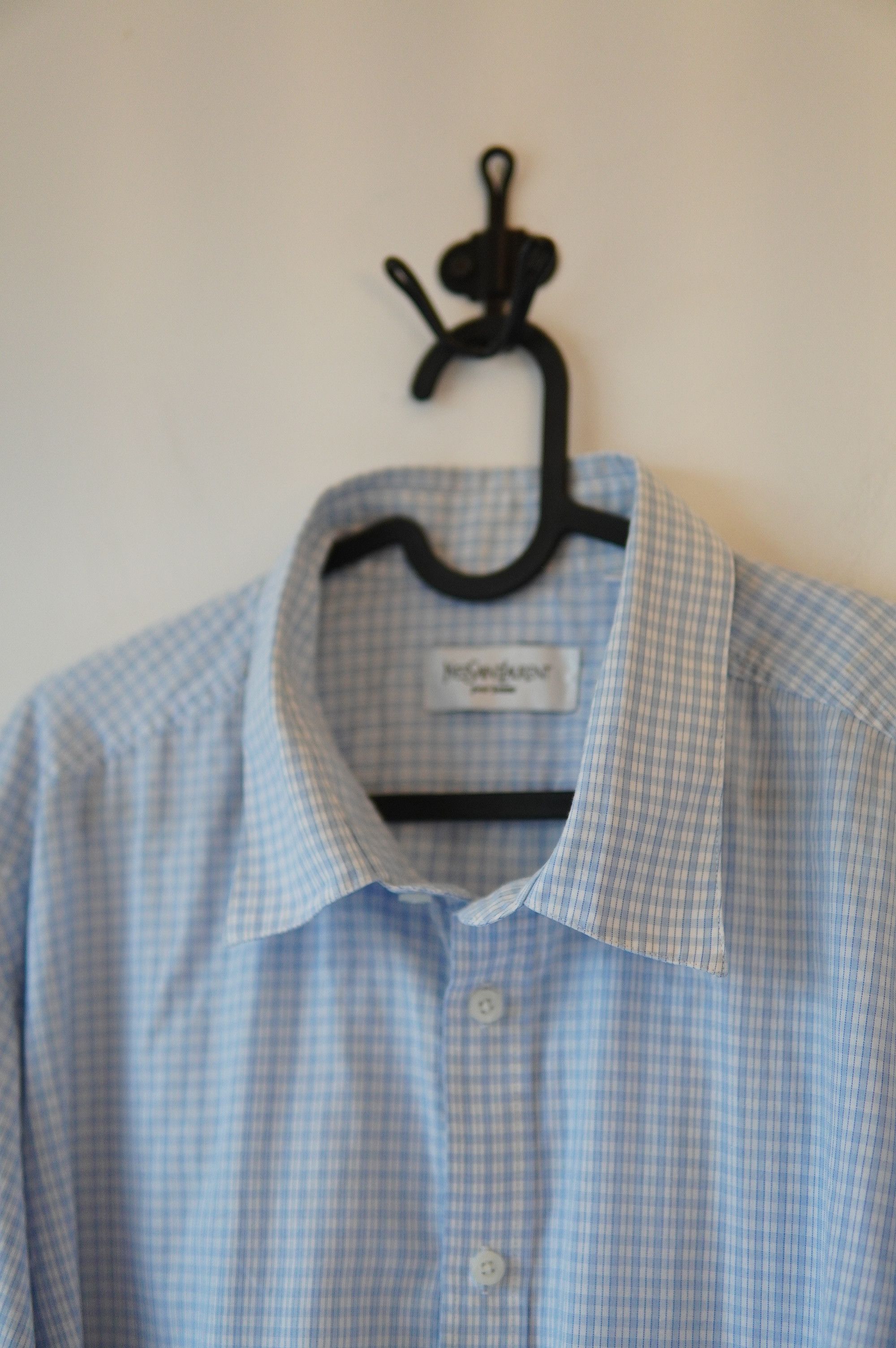 Saint Laurent Paris YSL Saint Lauren Checkered Oversized Blue Shirt Size US XXL / EU 58 / 5 - 3 Thumbnail