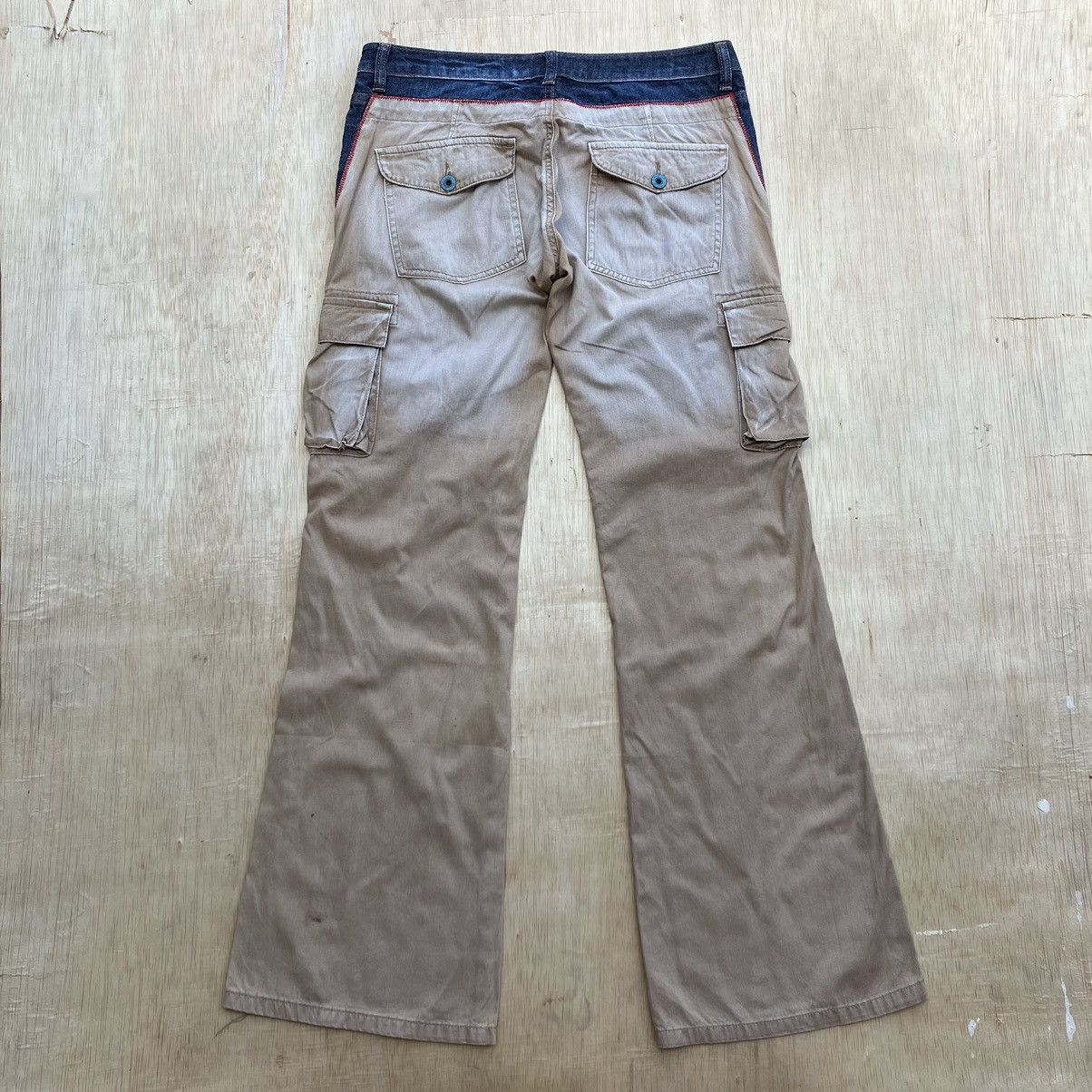Japanese Brand CAMEL ROAD CARGO FLARE MIX DENIM Size US 33 - 7 Thumbnail