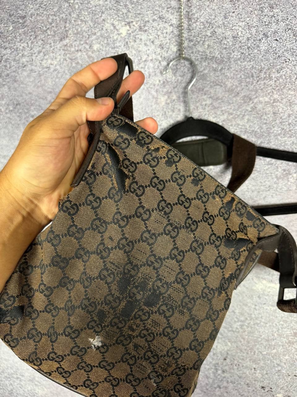 Gucci GUCCI GG Canvas Shoulder Bag Beige Dark Brown Auth Size ONE SIZE - 16 Thumbnail