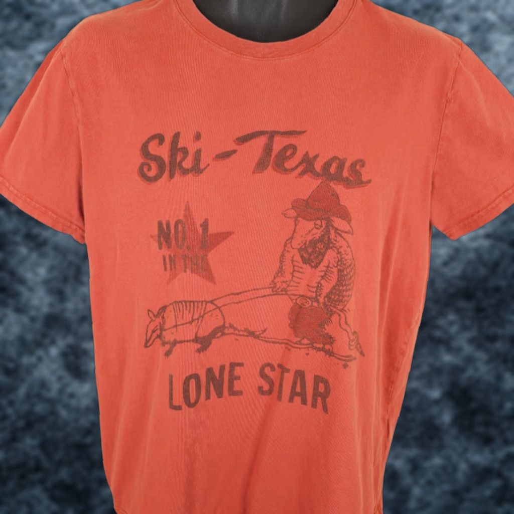 Lucky Brand Lucky Brand Ski Texas T Shirt Mens Orange Relaxed Fit Armadillo Graphic Tee Size US M / EU 48-50 / 2 - 1 Thumbnail