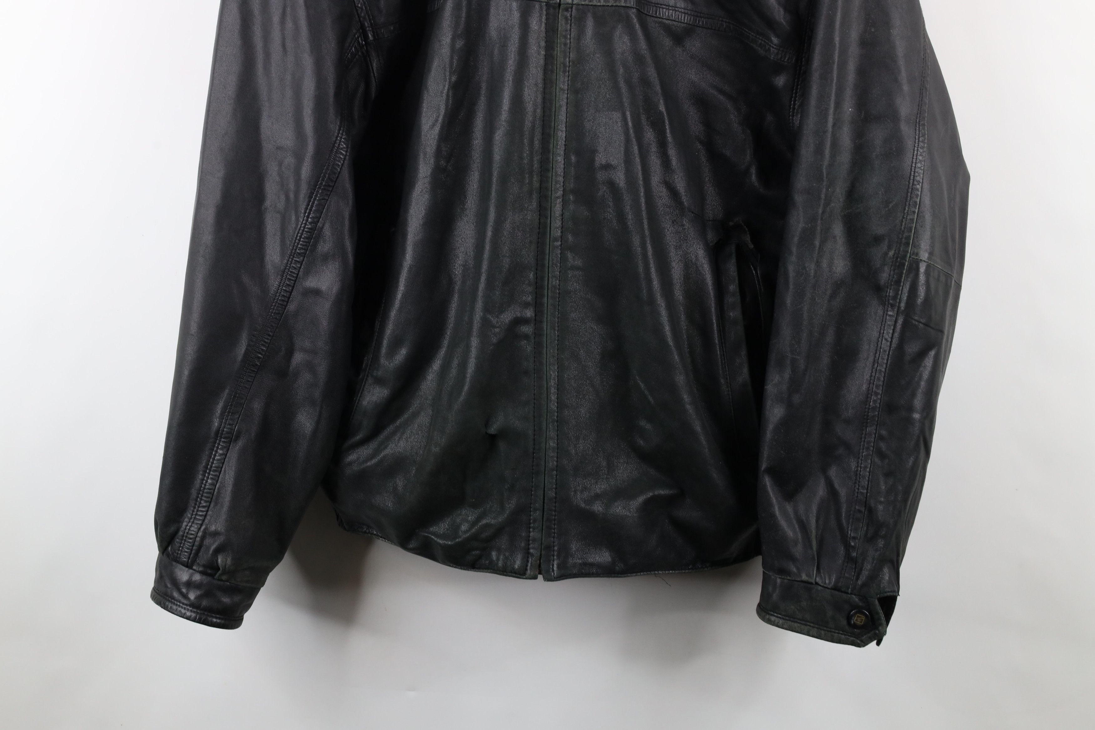 Vintage Vintage 90s Streetwear Leather Full Zip Bomber Jacket Black Size US XXL / EU 58 / 5 - 3 Thumbnail