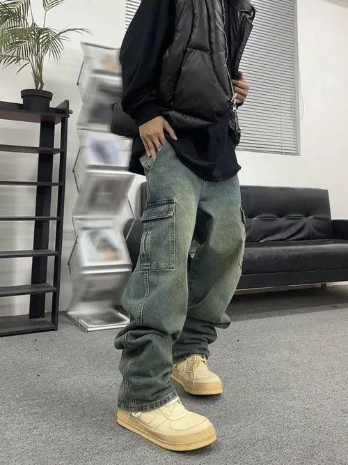 Japanese Brand Washed 90s Cargo Drip Jeans Size US 34 / EU 50 - 1 Thumbnail