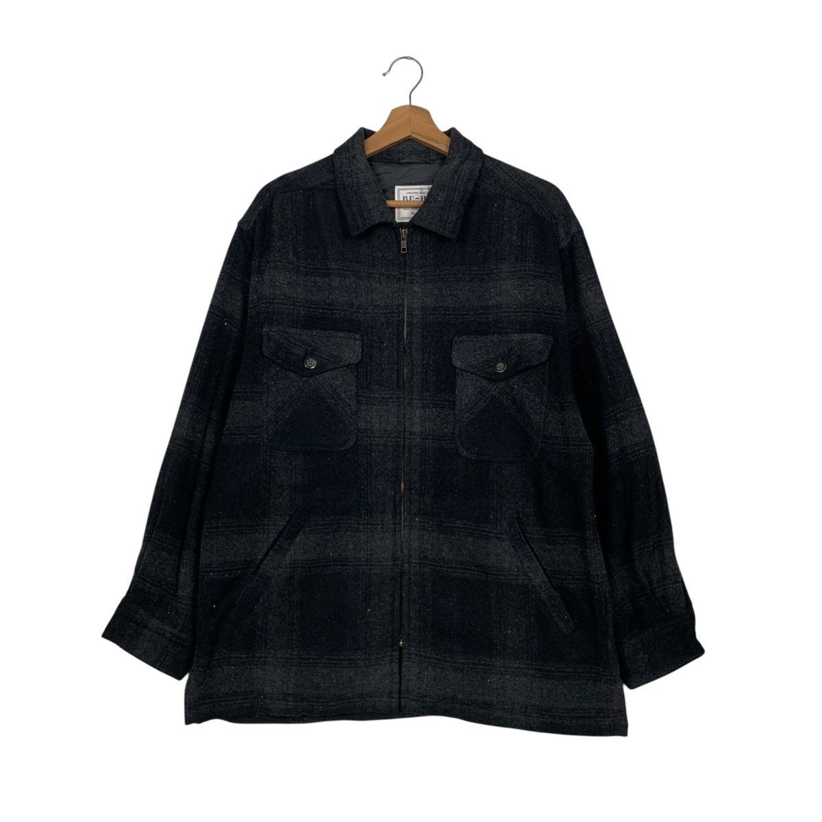 Vintage 90’s Workwear Black Checked Flannel Chore Jacket #2830-C128 Size US M / EU 48-50 / 2 - 1 Thumbnail