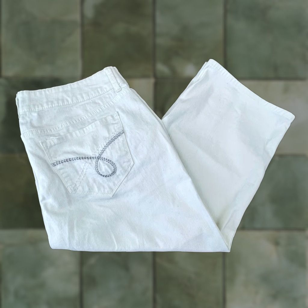 Lee Lee Riders Womens White Denim Capri Jeans 34 Waist Size 24" / US 00 / IT 34 - 1 Thumbnail