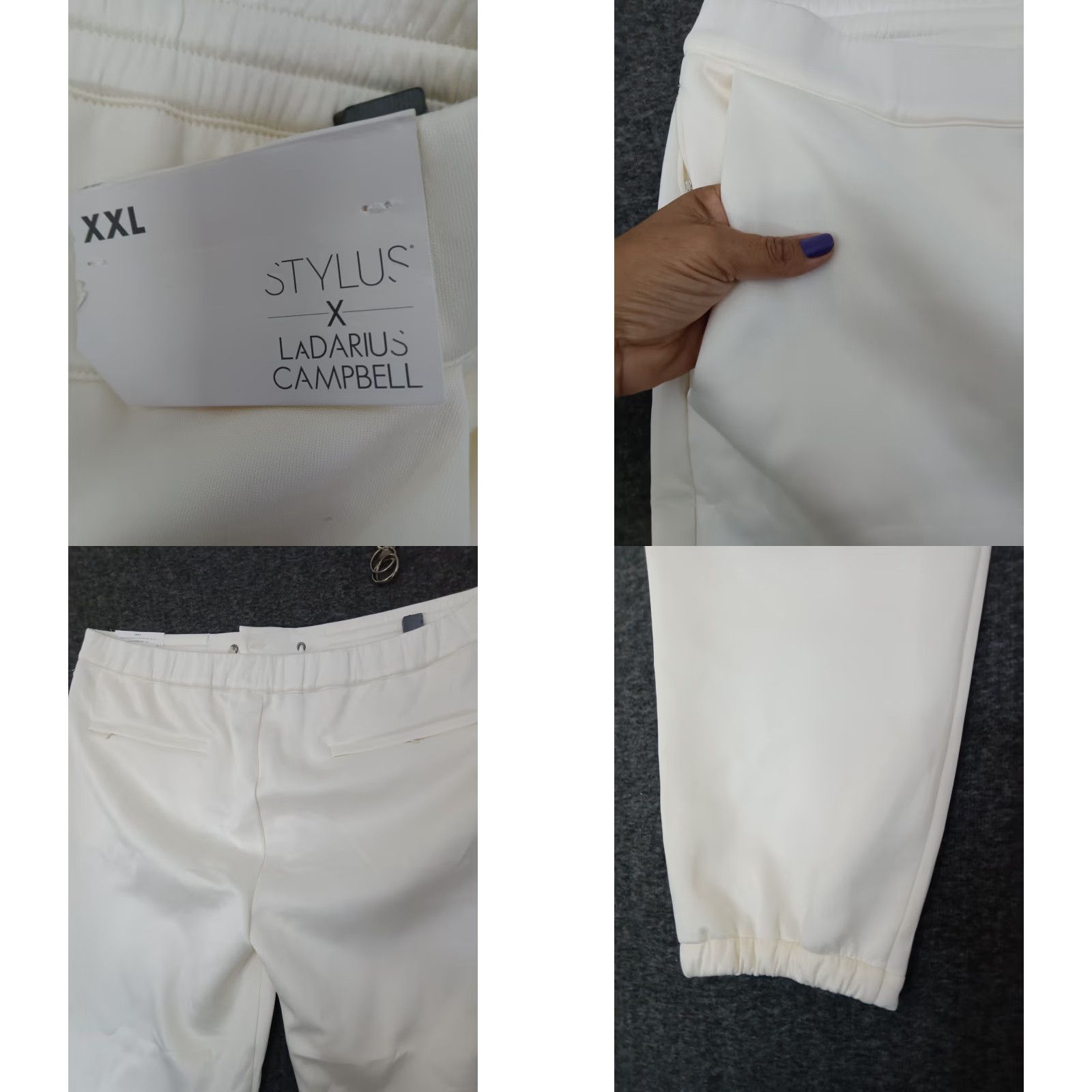 Vintage VINTAGE Stylus X Ladarius Campbell Ivory Flat Front Pants Men Stretch Back Elastic XXL Size US 39 - 8 Thumbnail