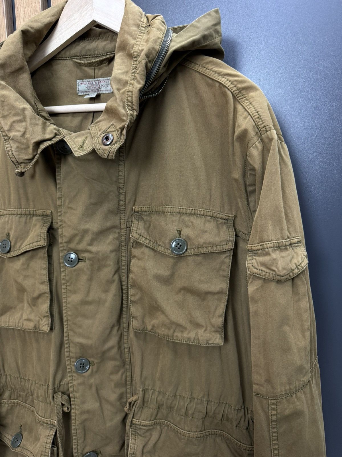 Wallace & Barnes Wallace & Barnes Olive Field Jacket Hooded Military Style Size US XXL / EU 58 / 5 - 4 Thumbnail