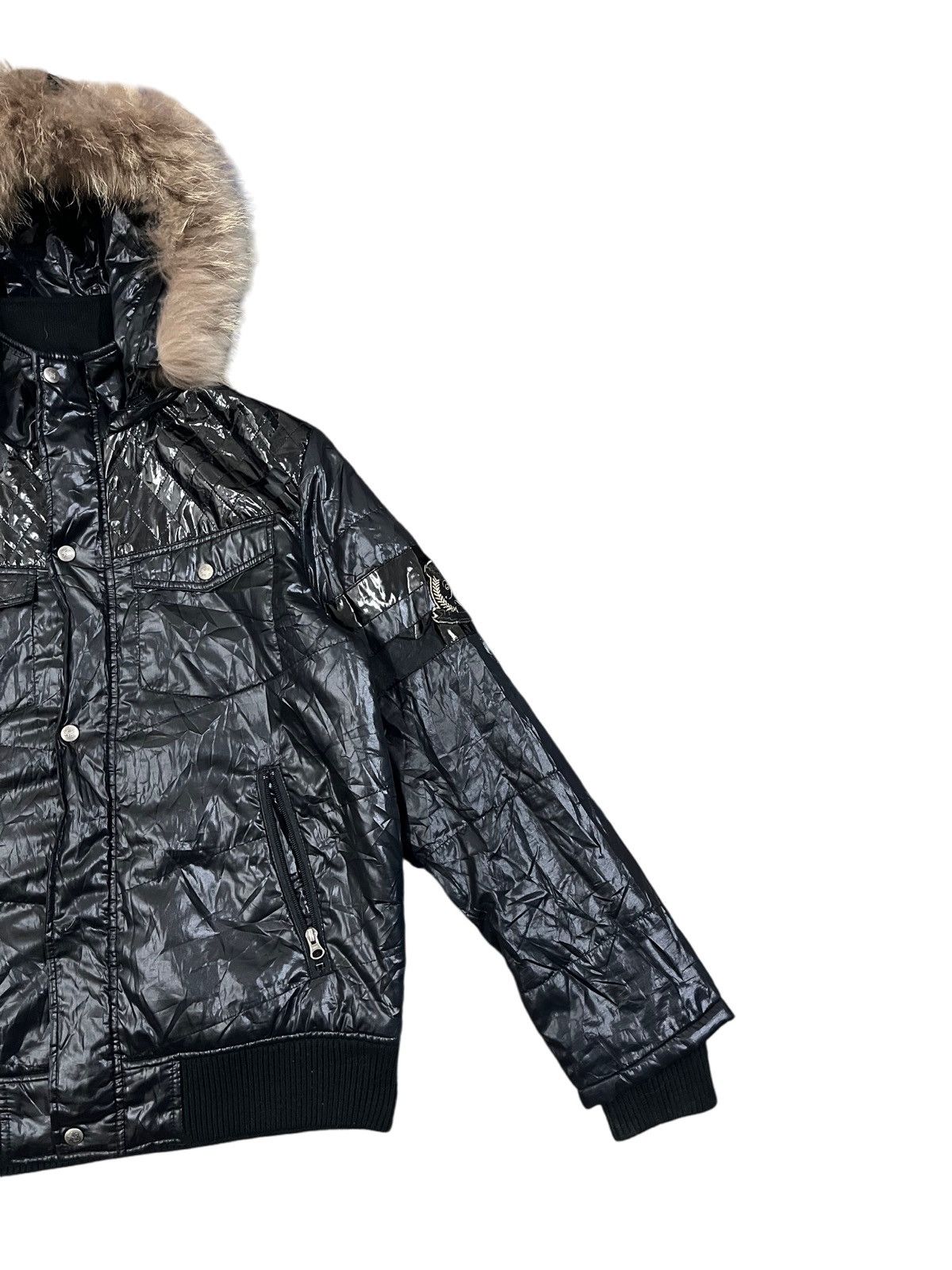 Karl Kani × Vintage Vintage Karl Kani Black Faux Fur Hooded BomberJacket Size US L / EU 52-54 / 3 - 3 Thumbnail