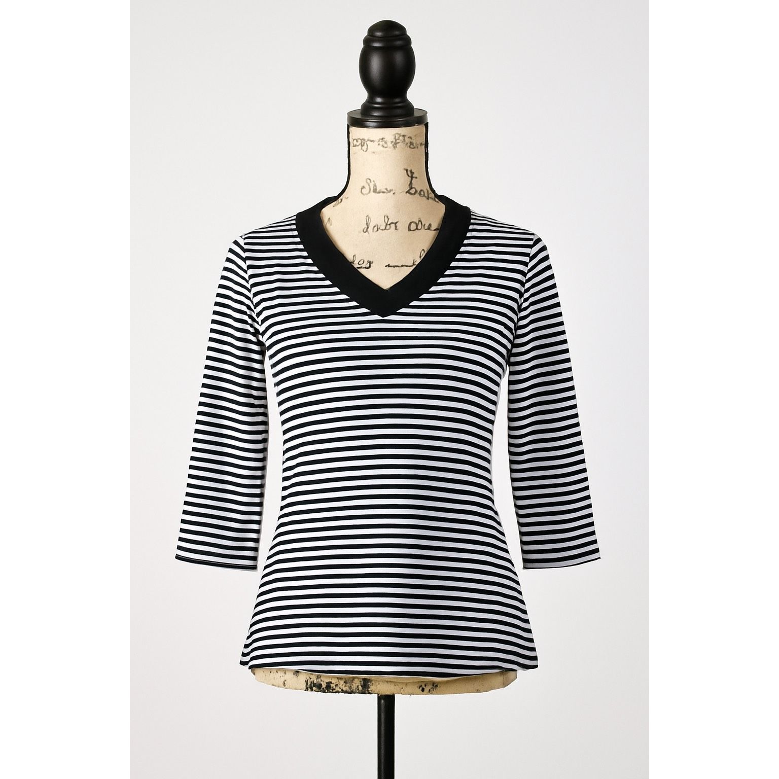 Liz Claiborne Liz Claiborne Women’s Size Small Black White Striped 3/4 Sle Size S / US 4 / IT 40 - 1 Thumbnail