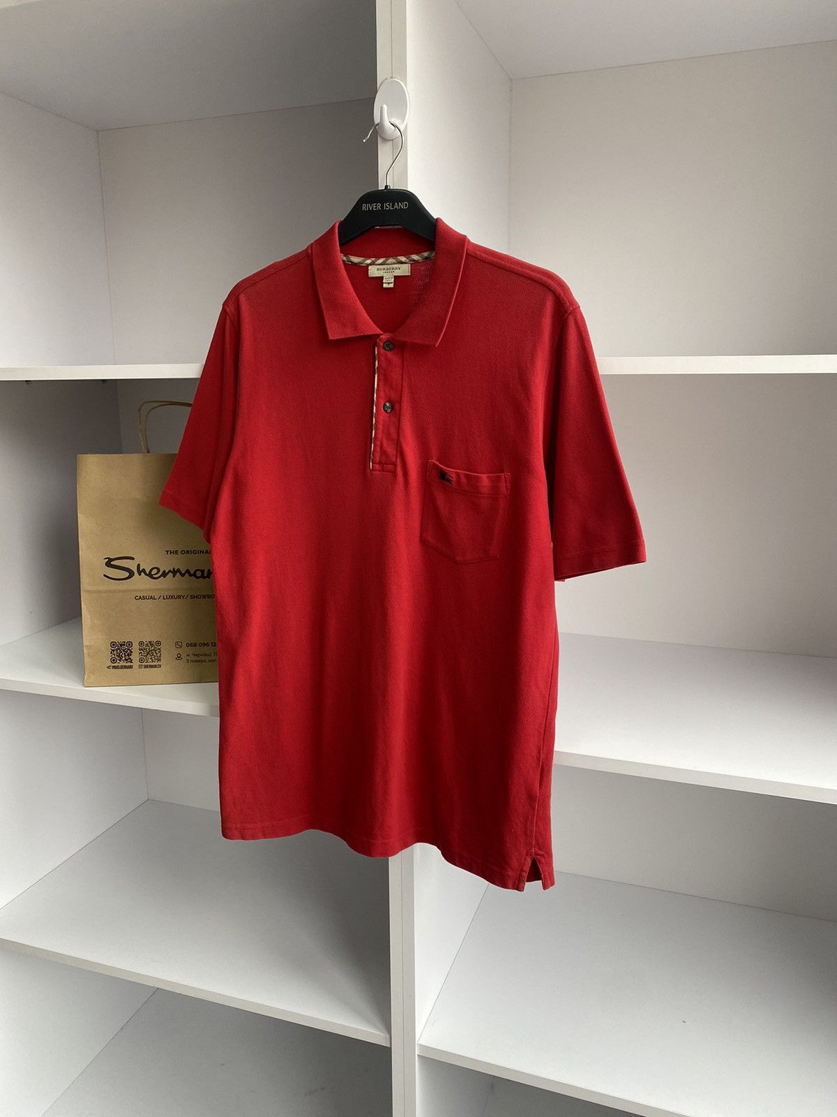 Burberry × Vintage Vintage Burberry Red Polo T-Shirt Size US S / EU 44-46 / 1 - 4 Thumbnail