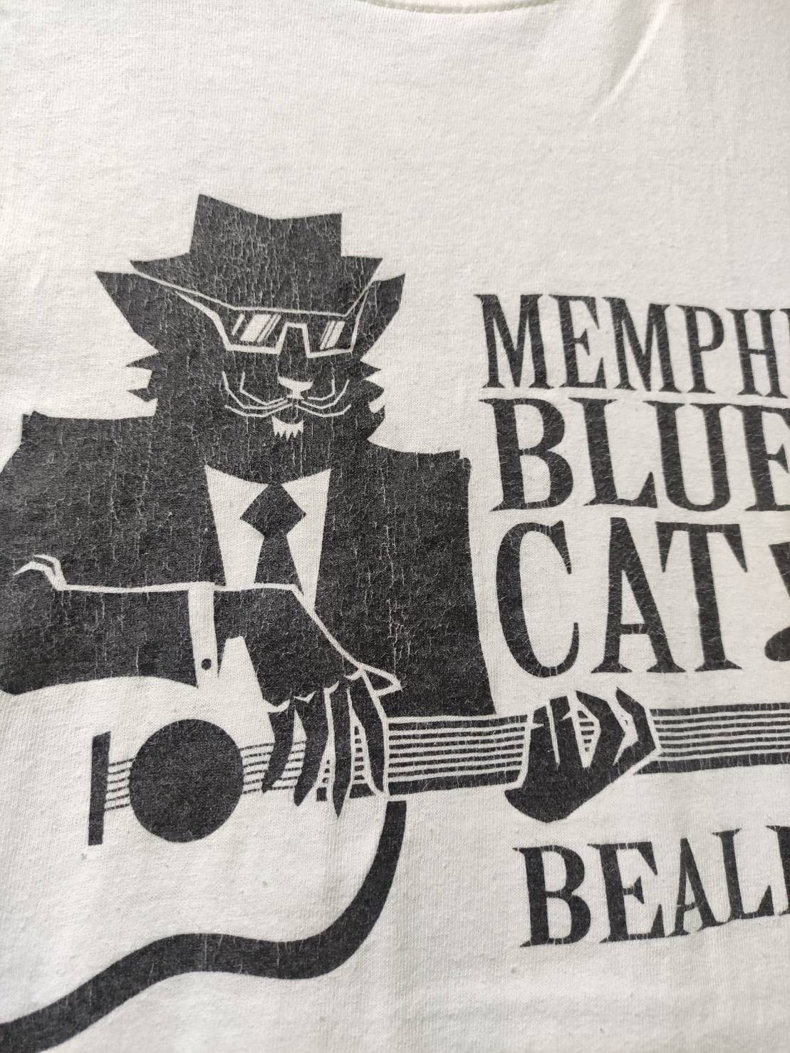 Band Tees Vtg 00's Memphis Blues Cat Beale ST. T-Shirt Size US M / EU 48-50 / 2 - 3 Thumbnail