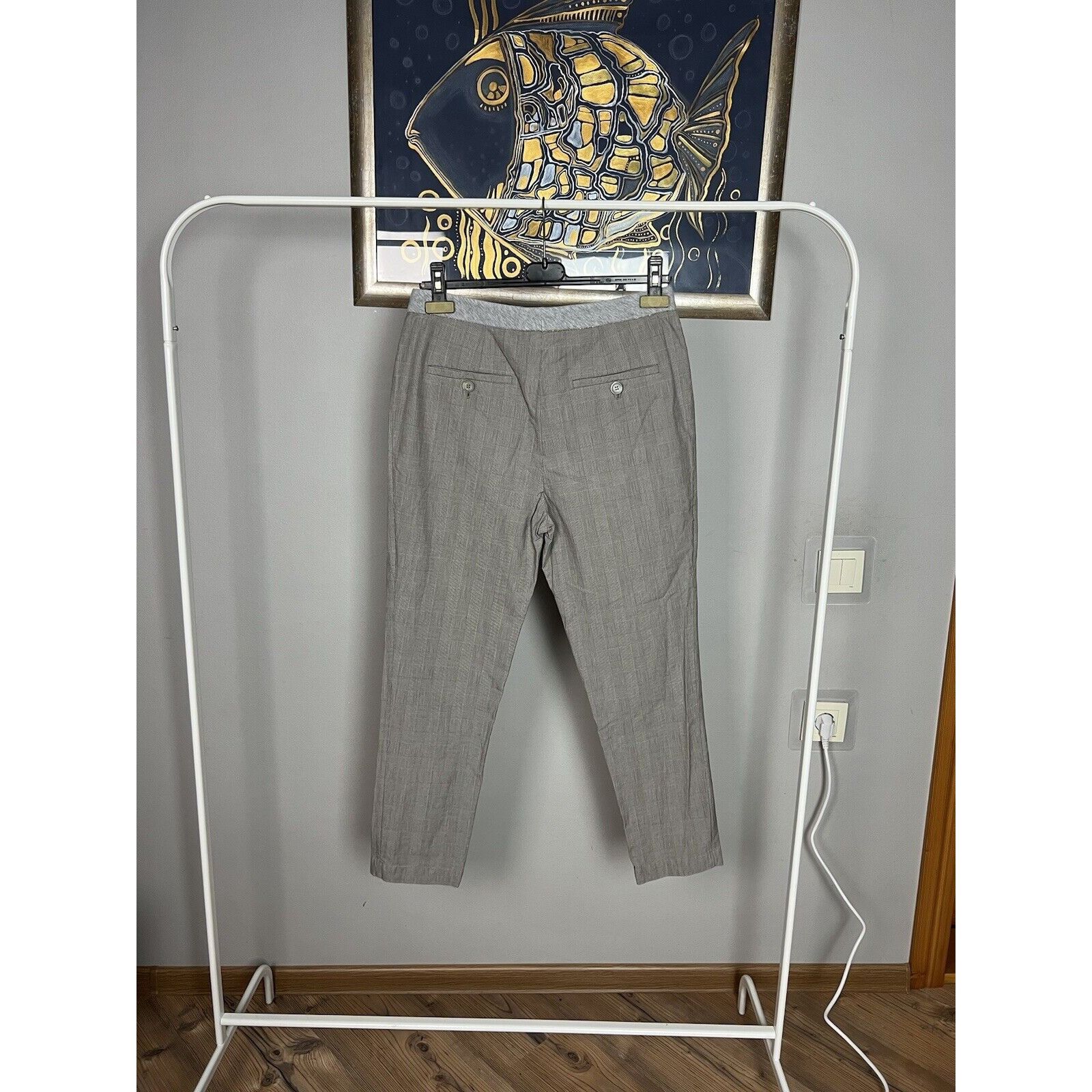 Brunello Cucinelli Brunello Cucinelli Women`s Gray Checked Straight Pants Size Size 27" / US 4 / IT 40 - 8 Thumbnail