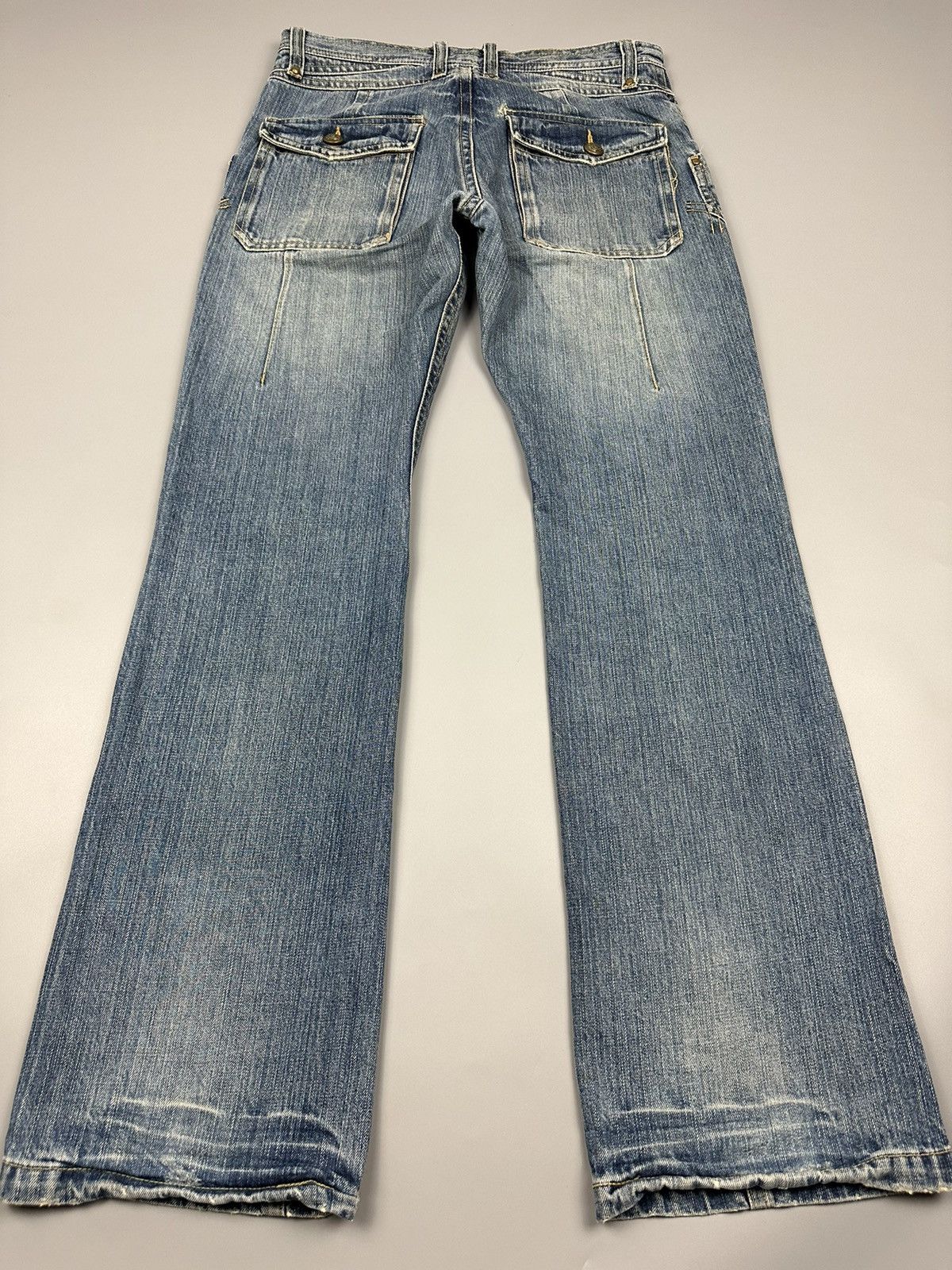 Japanese Brand Distressed Rattle Trap Twist Leg Multipocket Flared Denim Size US 32 / EU 48 - 4 Thumbnail