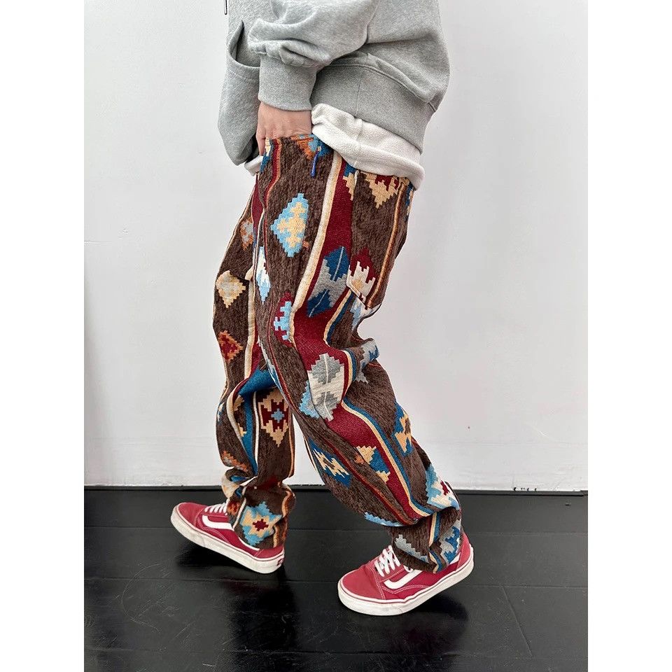 Japanese Brand × Vintage Geometric Pattern Casual Pants Clothing Style Jacquard Cargo Size US 32 / EU 48 - 2 Thumbnail