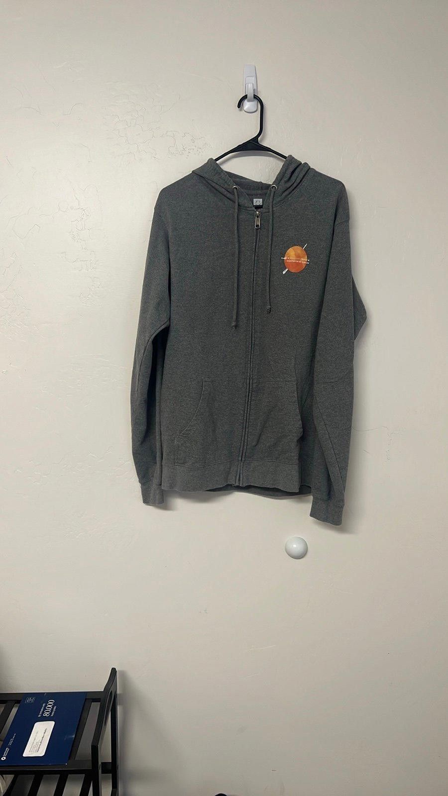 Unknown London Mens Gray Zip-Up Hoodie with Cactus and Sunset Design Size XL / US 12-14 / IT 48-50 - 3 Thumbnail