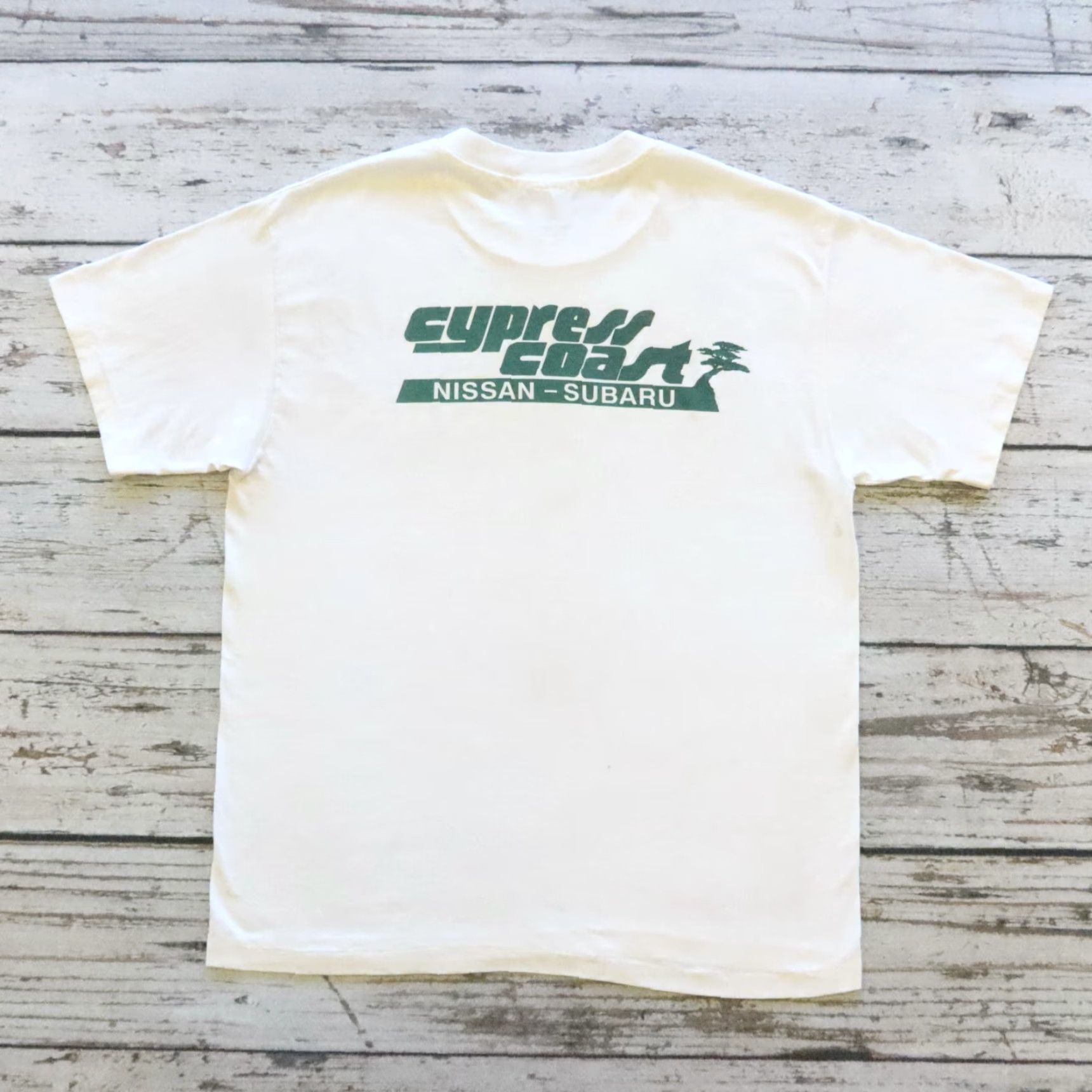 Hanes VINTAGE Nissan Subaru Cypress Coast Dealership Tshirt Shirt L White Mens 90s Concert? Size US L / EU 52-54 / 3 - 2 Thumbnail