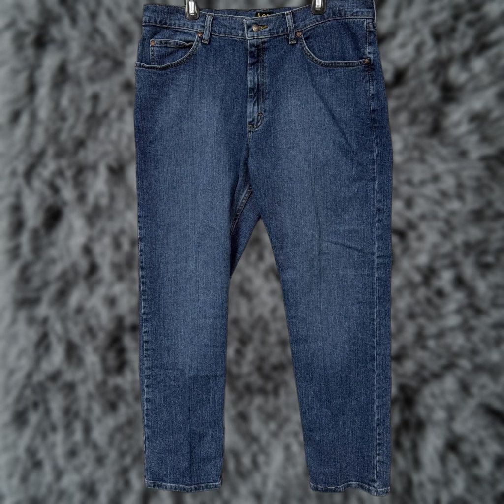 Lee Lee Jeans Mens 38x31 Blue Regular Fit Straight Stretch Denim Classic Normcore Size US 38 / EU 54 - 1 Thumbnail
