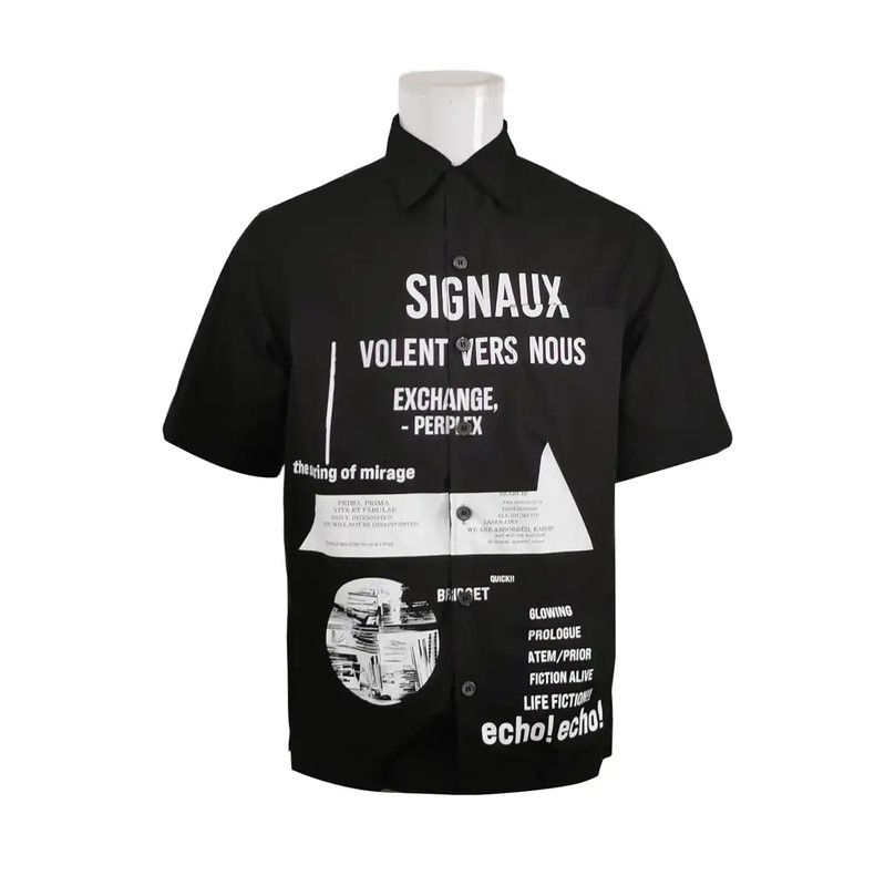 Prada Prada Black Cotton Logo Print Short Sleeve Shirt Size US S / EU 44-46 / 1 - 1 Thumbnail