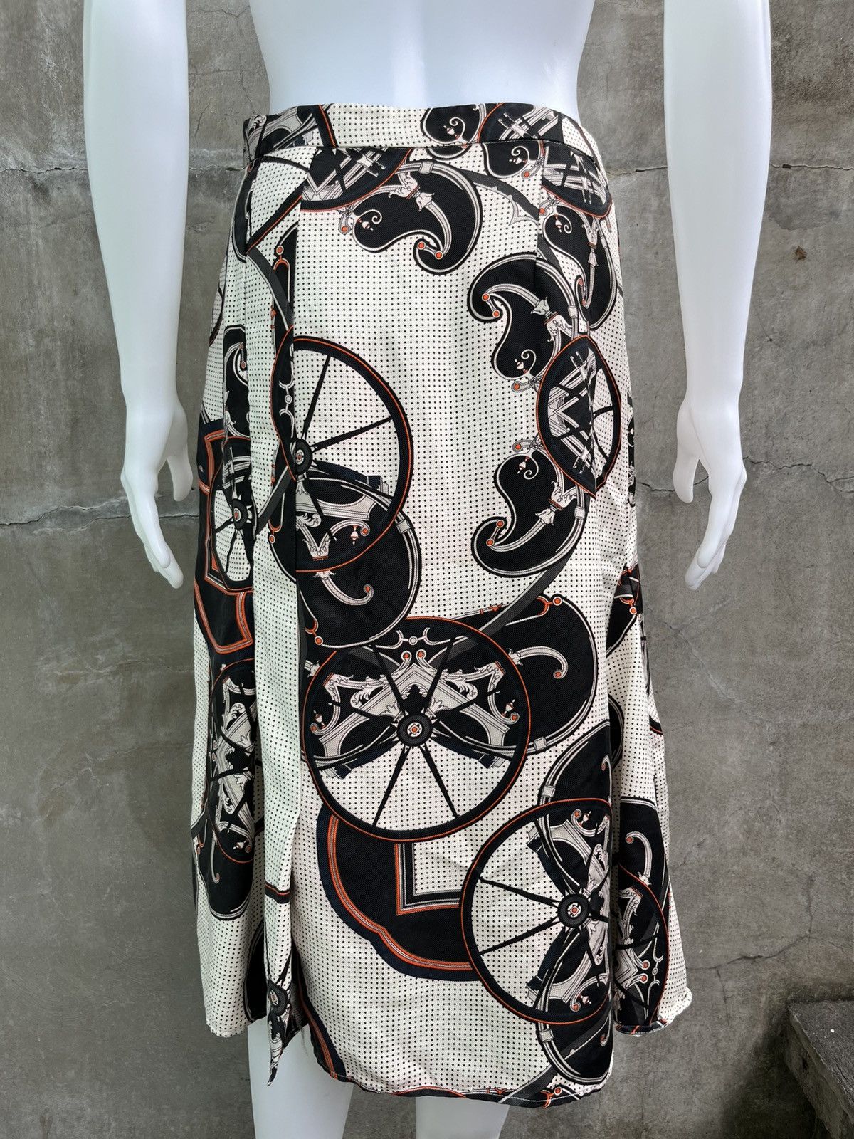 Hermes Silk Printed Carriage Midi Skirt Size 26" / US 2 / IT 38 - 5 Thumbnail