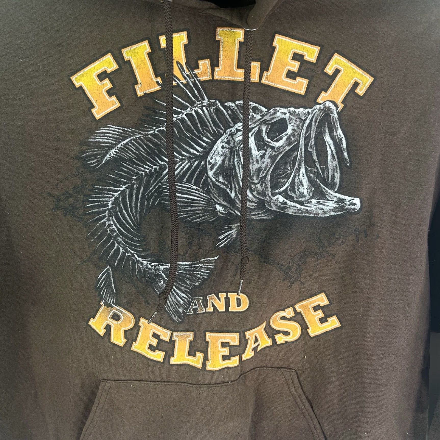 Jerzees VINTAGE Jerzees Fillet and Release Hooded Sweatshirt Mens Size XL Brown Tag Size US XL / EU 56 / 4 - 2 Thumbnail