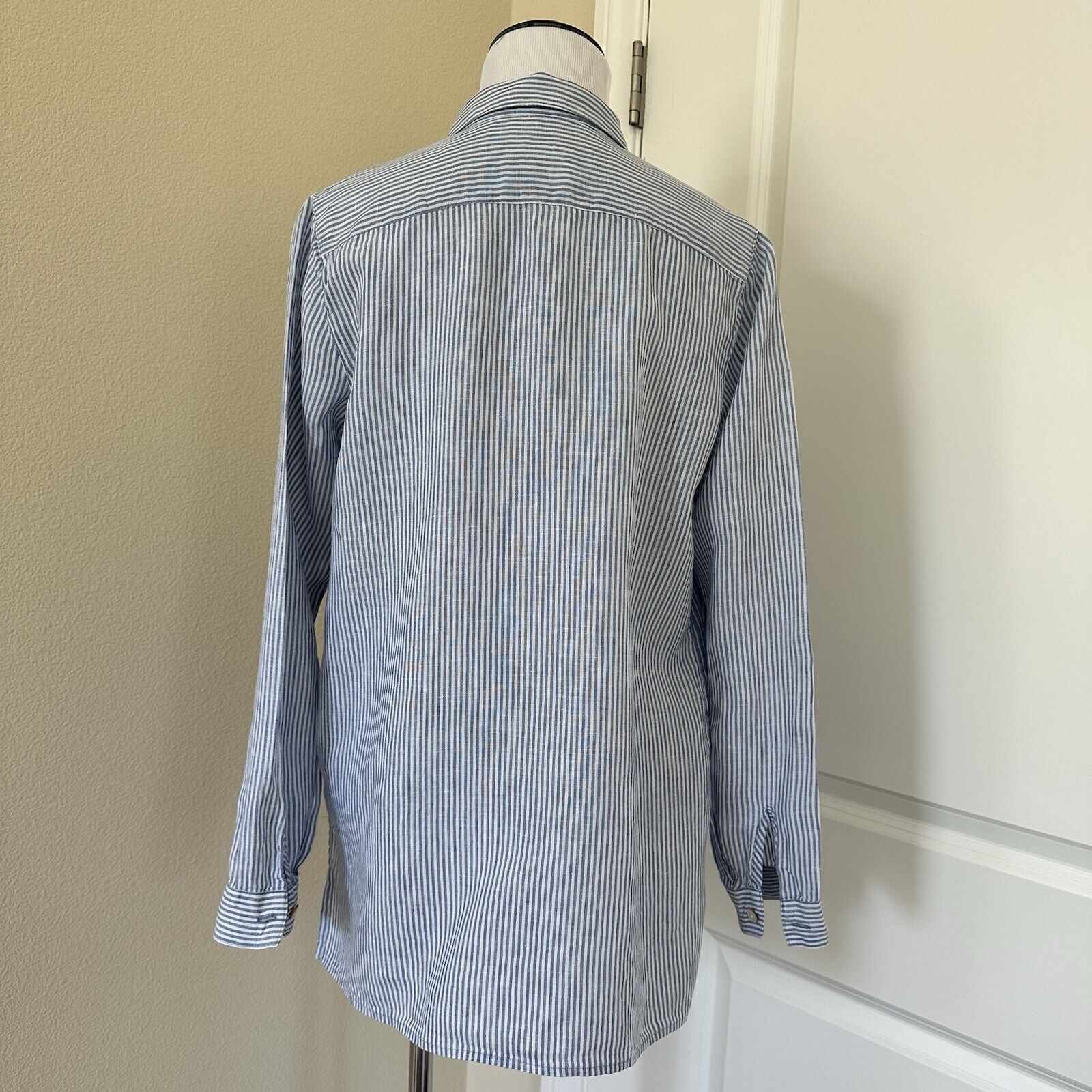 Other J.Jill Love Linen Blue Stripe Shirt Women Size XS 100% Linen Size XS / US 0-2 / IT 36-38 - 5 Thumbnail