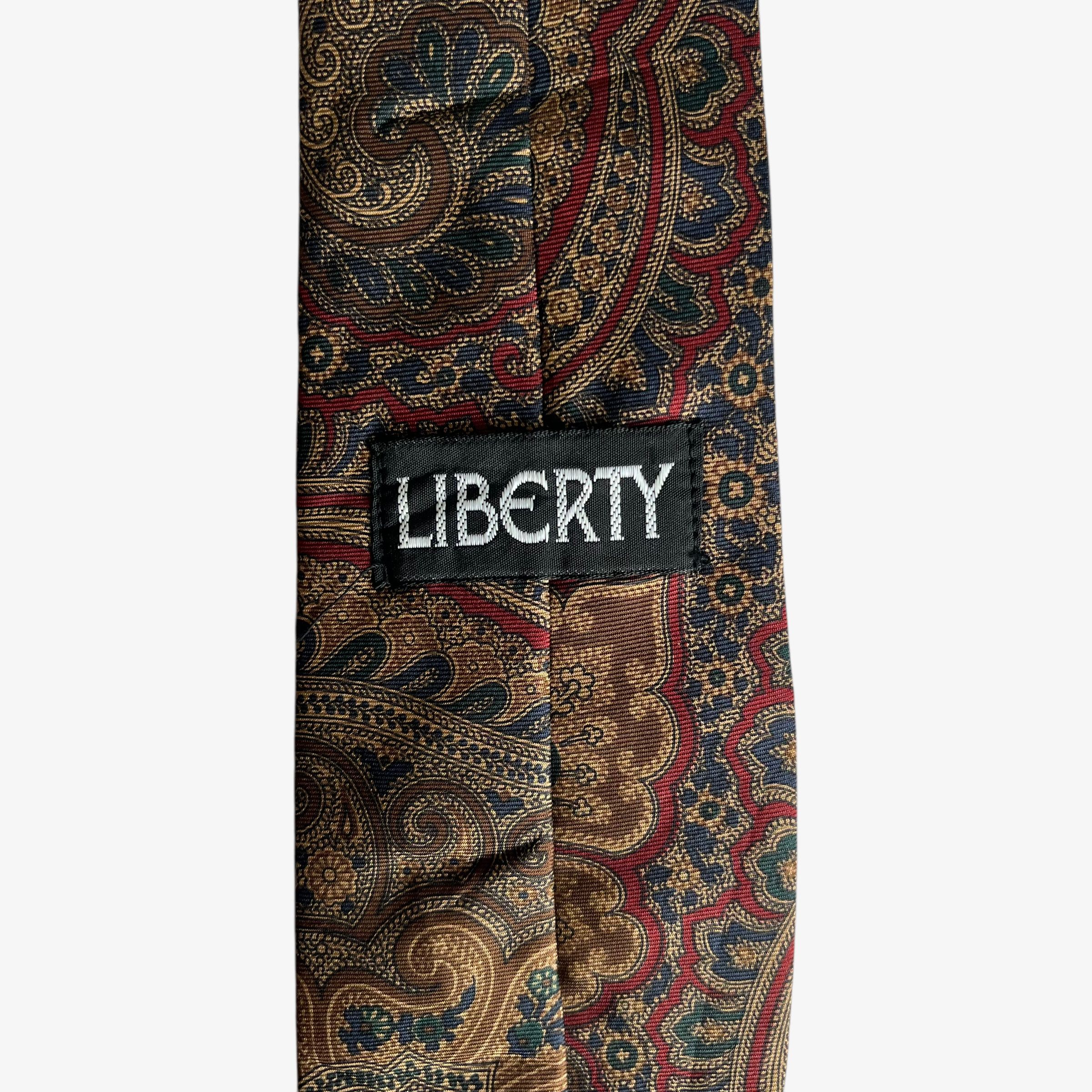 Liberty Vintage Y2K Liberty Abstract Paisley Print Burgundy Silk Tie Size ONE SIZE - 2 Thumbnail