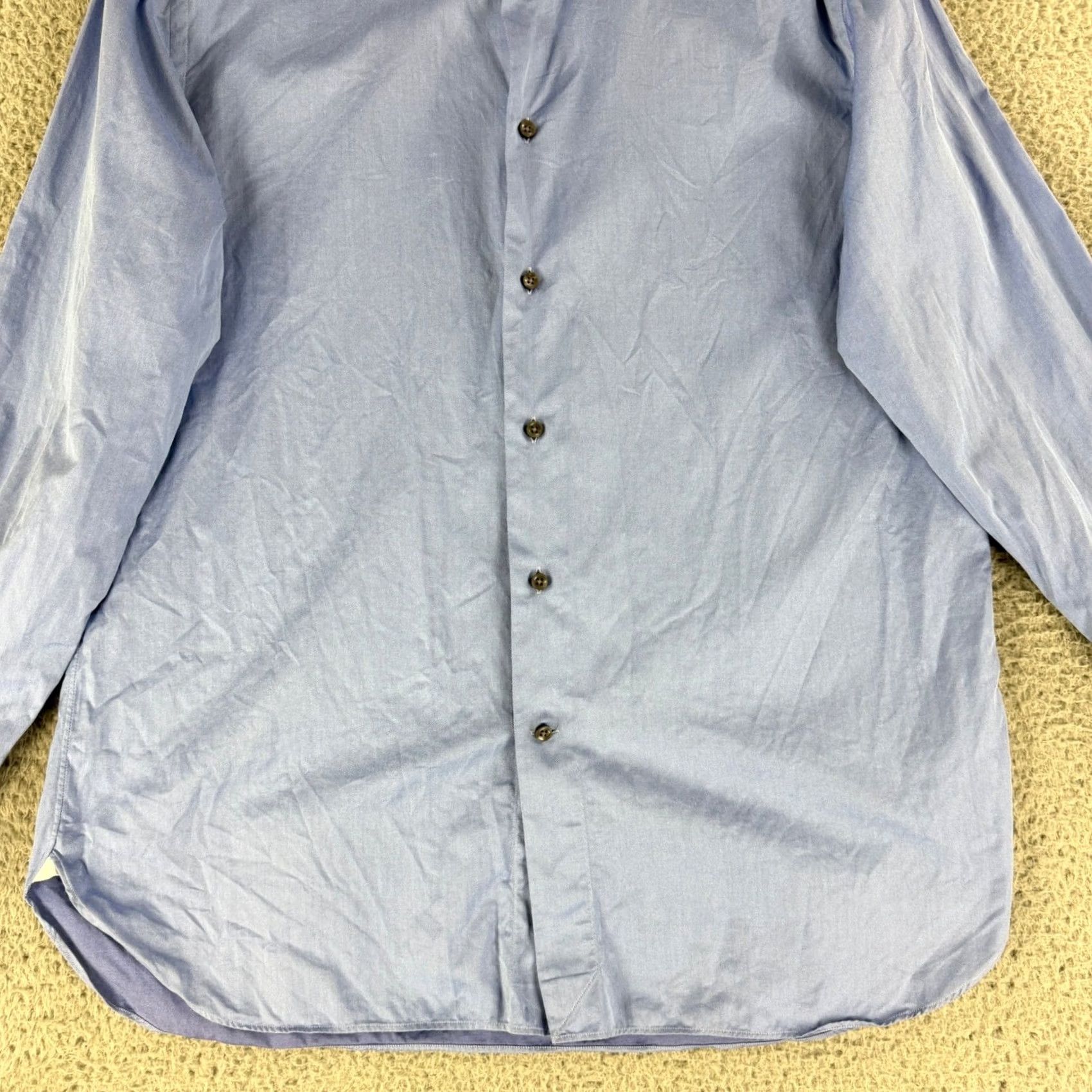 Ermenegildo Zegna Gritti Shirt Mens 16.5 Blue Twill Cotton Dress Ermenegildo Zegna Dress Shirt Mens 16.5 Blue Twill Cotton Size 46R - 5 Thumbnail