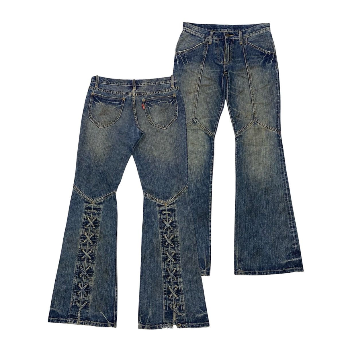 Tornado Mart 💃Tornado Mart Mud Wash Backlace Flared Jeans Size US 30 / EU 46 - 1 Thumbnail