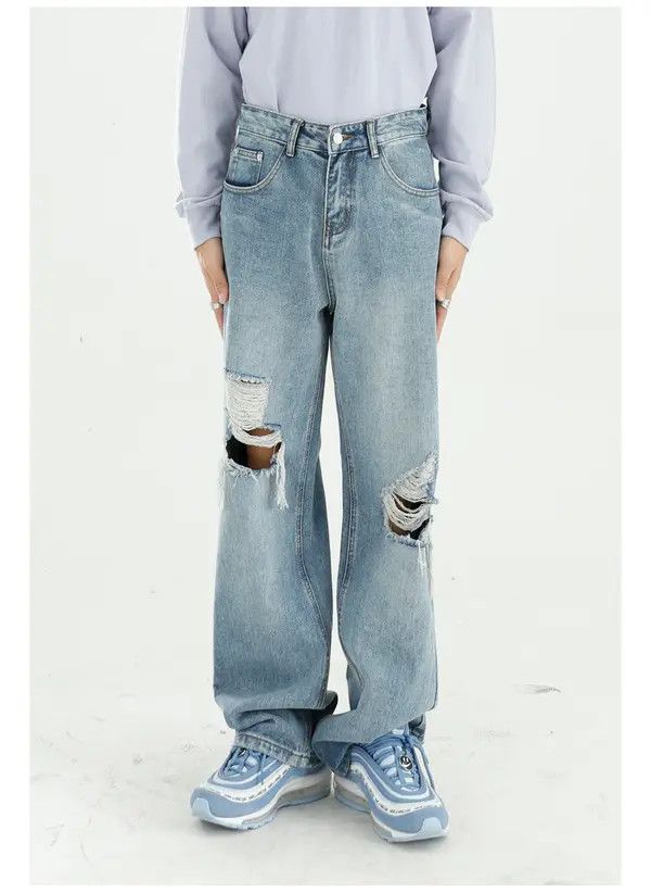 VIBE ripped loose washed straight-leg jeans Size US 32 / EU 48 - 7 Thumbnail