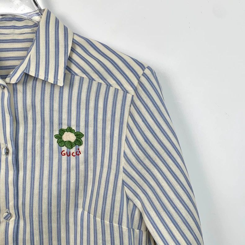 Gucci Gucci Size 38 Light blue cotton-linen blend striped lapel Size US XS / EU 42 / 0 - 3 Thumbnail