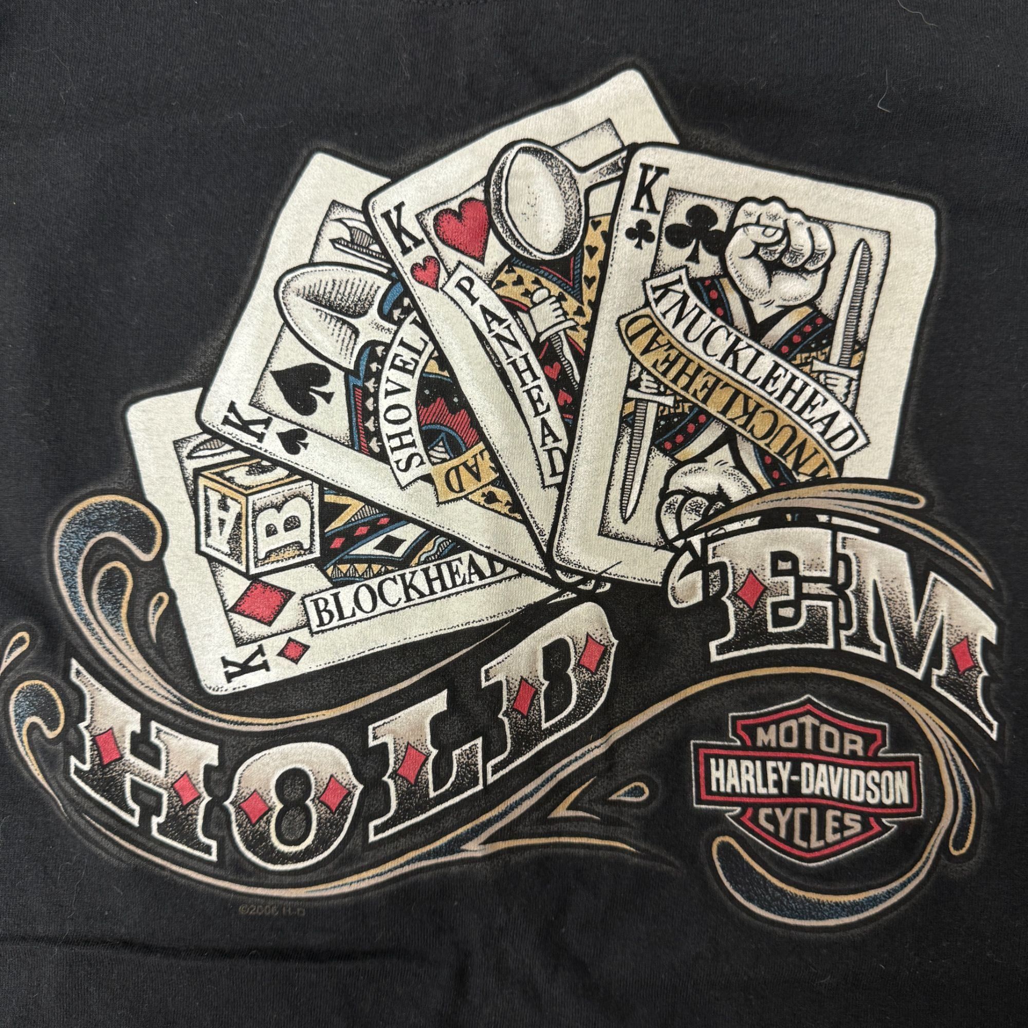 Harley Davidson Frieze H-D HOLD EM Gambler CASINO POKER Motorcycle Biker Tee Size US L / EU 52-54 / 3 - 3 Thumbnail