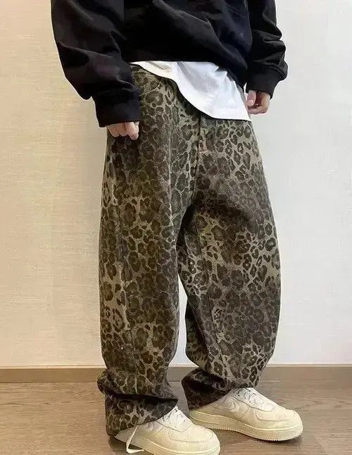 Japanese Brand Wide Leg Leopard Print Casual Jeans Size US 32 / EU 48 - 6 Thumbnail