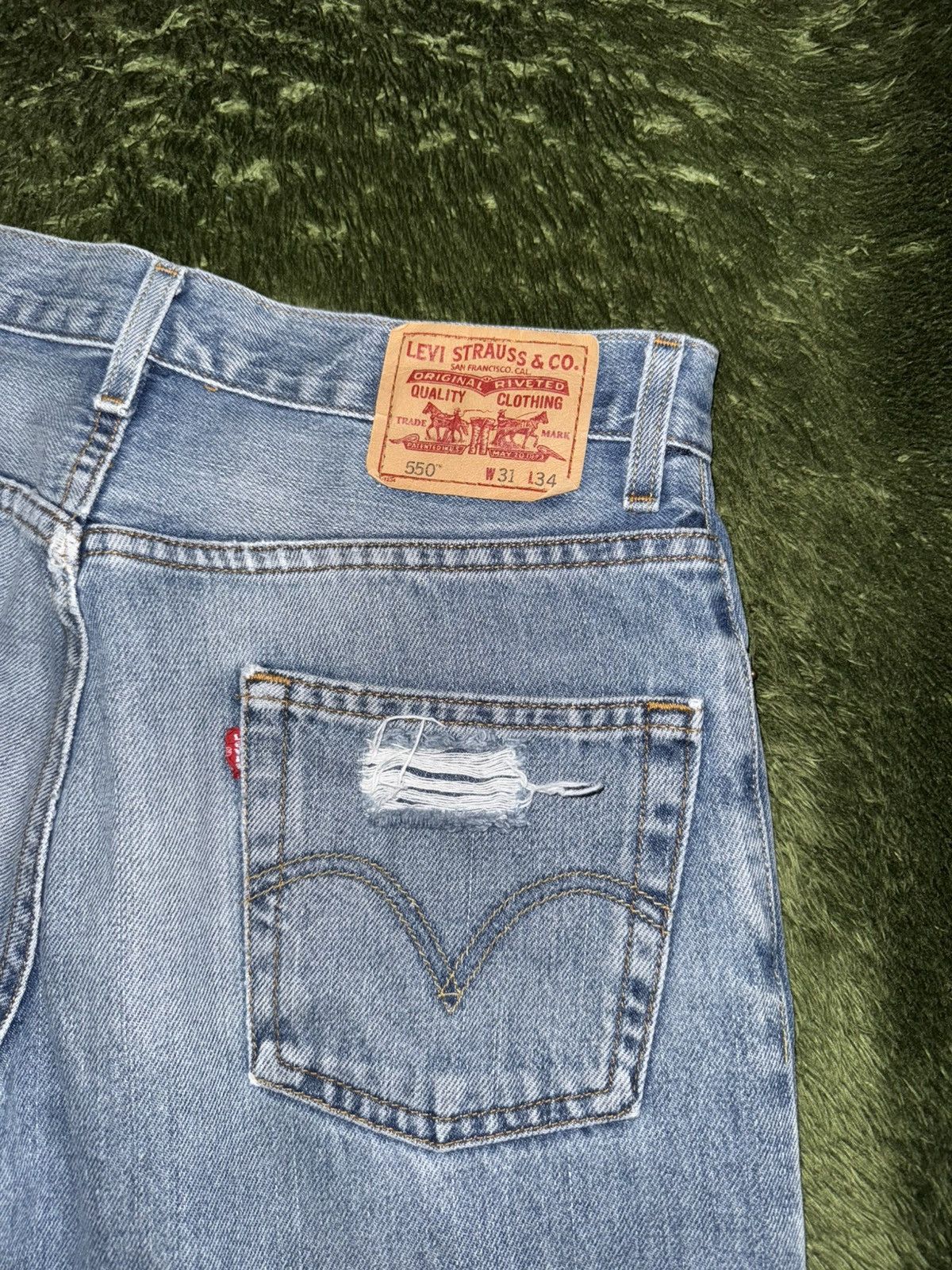 Levi's [W31/L34] Levis 550 USA destroyed denim pants indigo Size US 31 - 9 Thumbnail