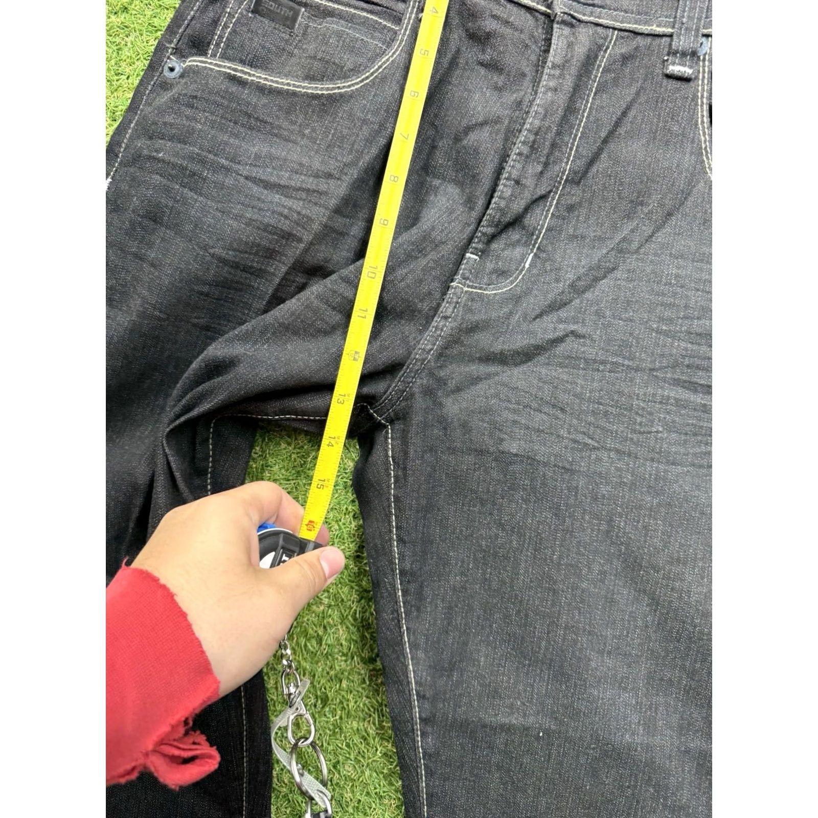 Southpole Southpole Jeans Mens 34 Relaxed Straight Fit Black Denim Y2K White Stitch Jeans Size US 34 / EU 50 - 7 Thumbnail