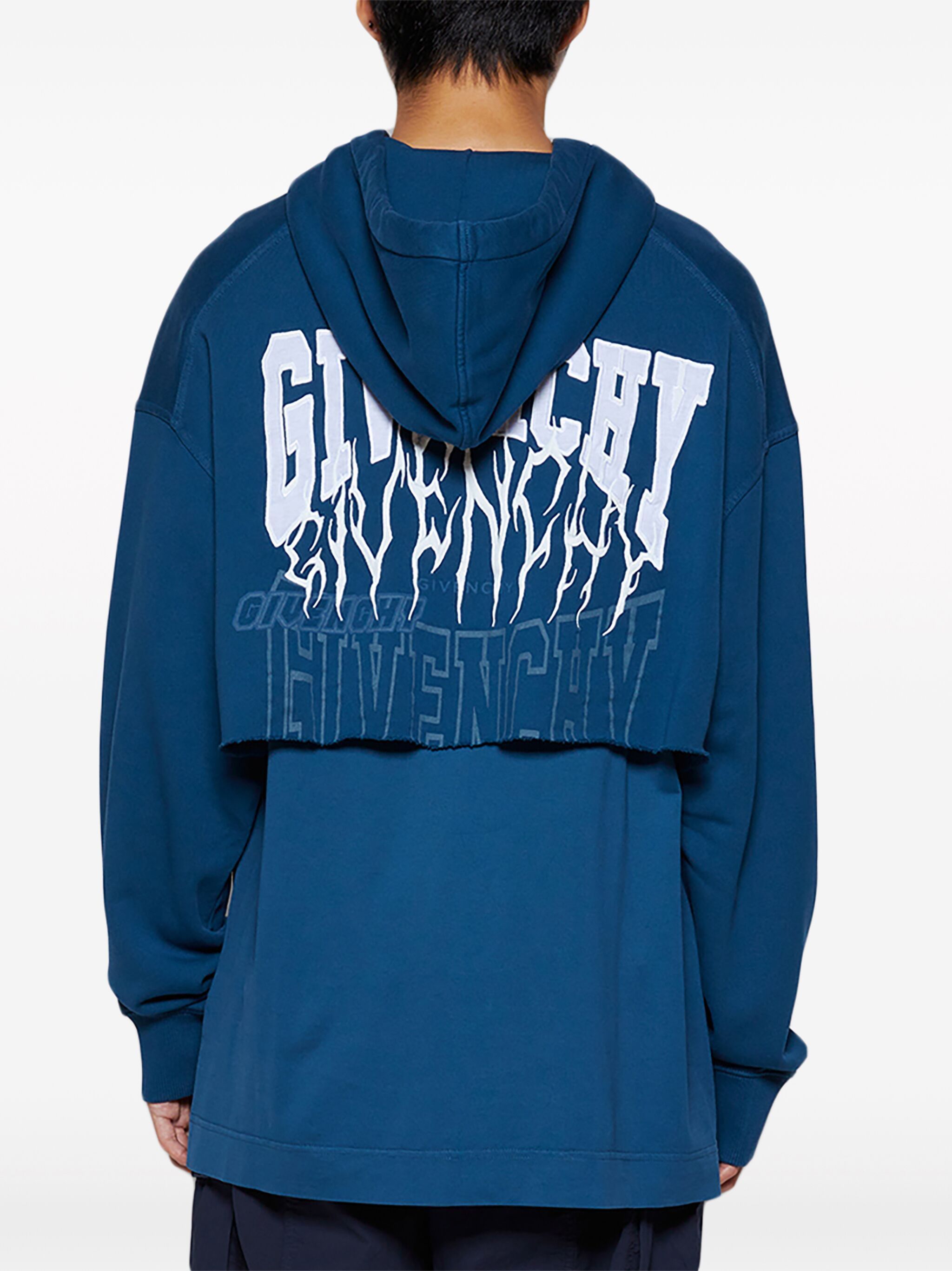 Givenchy o1gr1nt0125 Double Layered Hoodie in Blue Size US M / EU 48-50 / 2 - 5 Thumbnail