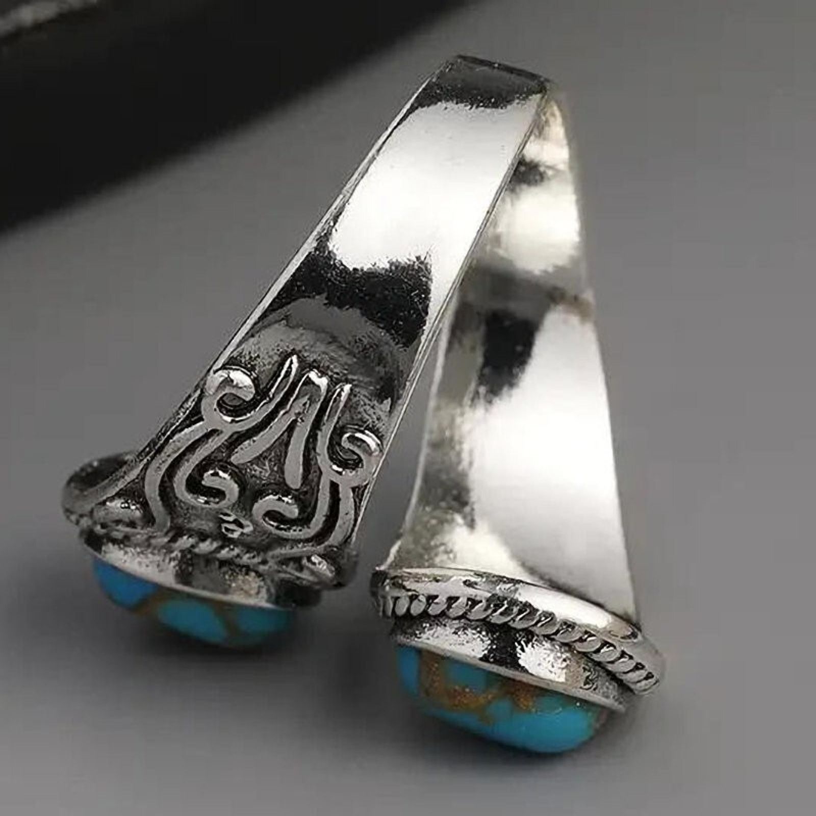 Other Faux Turquoise Adjustable Silver Plated Wrap Ring Size ONE SIZE - 4 Thumbnail