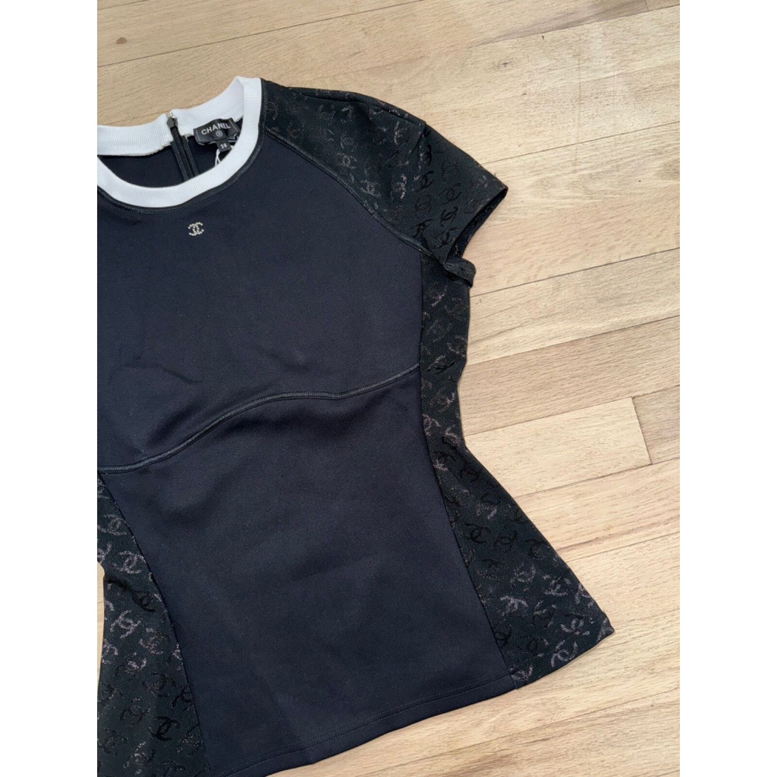 Chanel Chanel 24C Black White Neoprene Jersey Top T Shirt 38 Size XS / US 0-2 / IT 36-38 - 6 Thumbnail