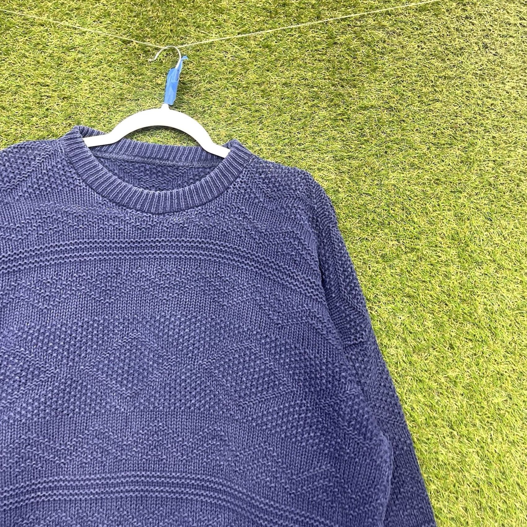 Abercrombie & Fitch Abercrombie & Fitch Sweater Mens Large Blue Cable Knit Pullover Crewneck Classic Size US L / EU 52-54 / 3 - 2 Thumbnail