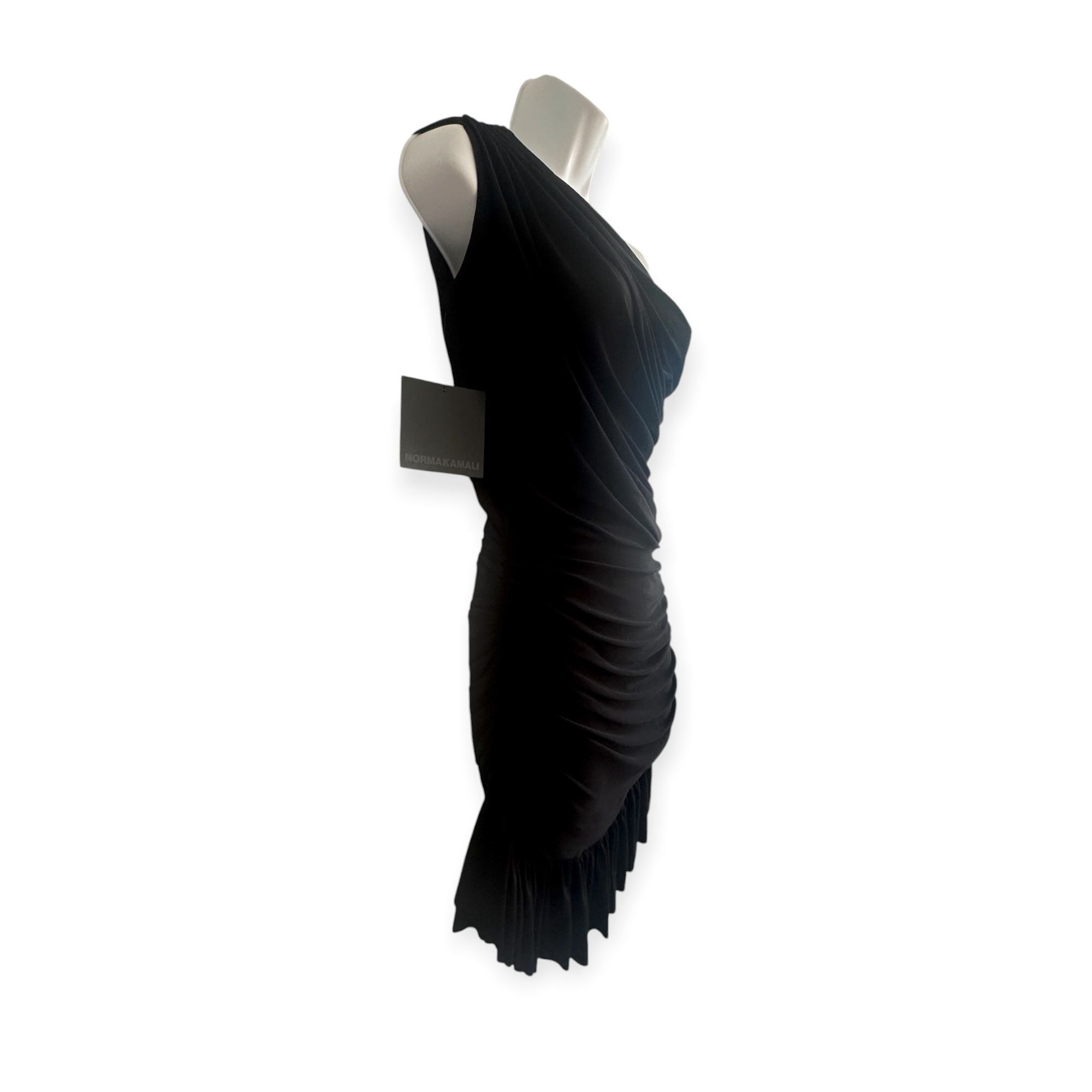 Norma Kamali Norma Kamali One Shoulder Peasant Mini Dress, Black, Size Size S / US 4 / IT 40 - 4 Thumbnail