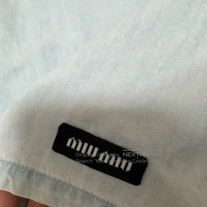 Miu Miu Miu Miu Sky Blue Cotton Embroidered Skirt . Size 23" - 3 Thumbnail